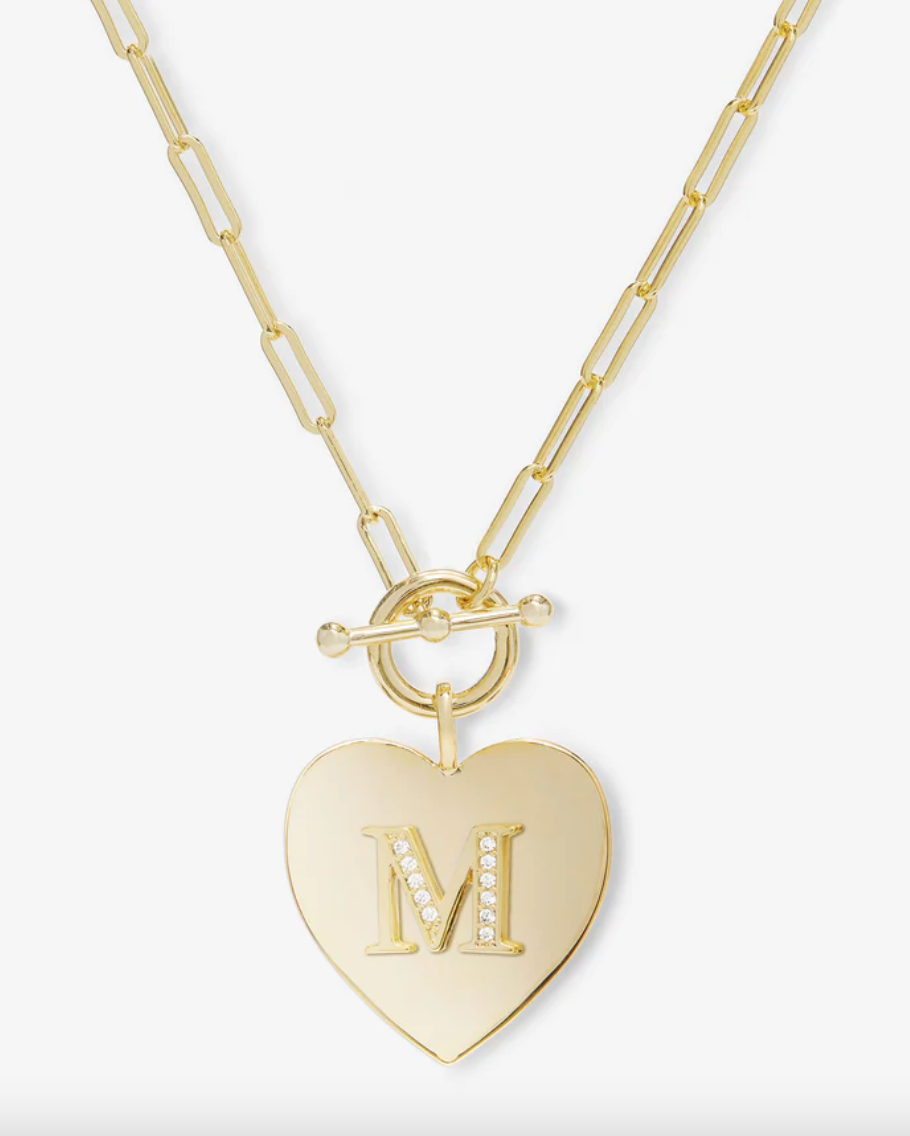 Love Letters Heart Necklace - Gold/White Diamondettes