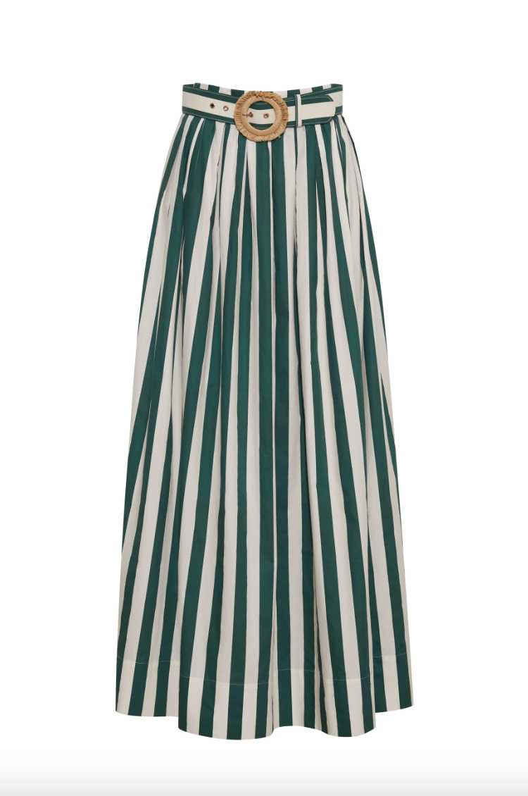 Greenfield Skirt - Green White Stripe