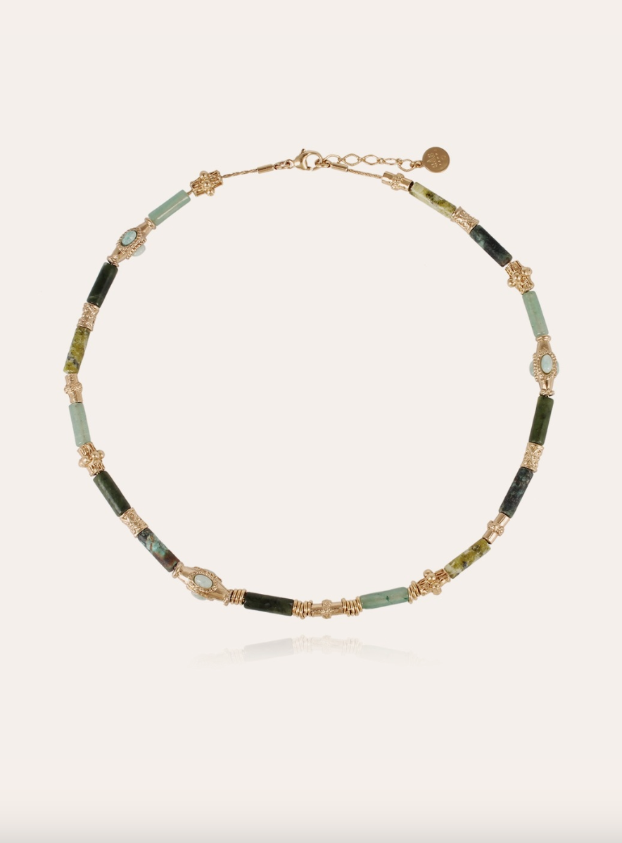 Kali Bis Necklace Gold/ Green Jasper