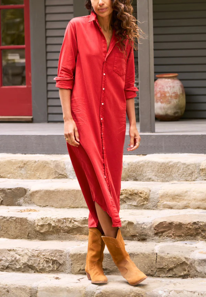 Rory Shirt Dress-CRCD-Crimson