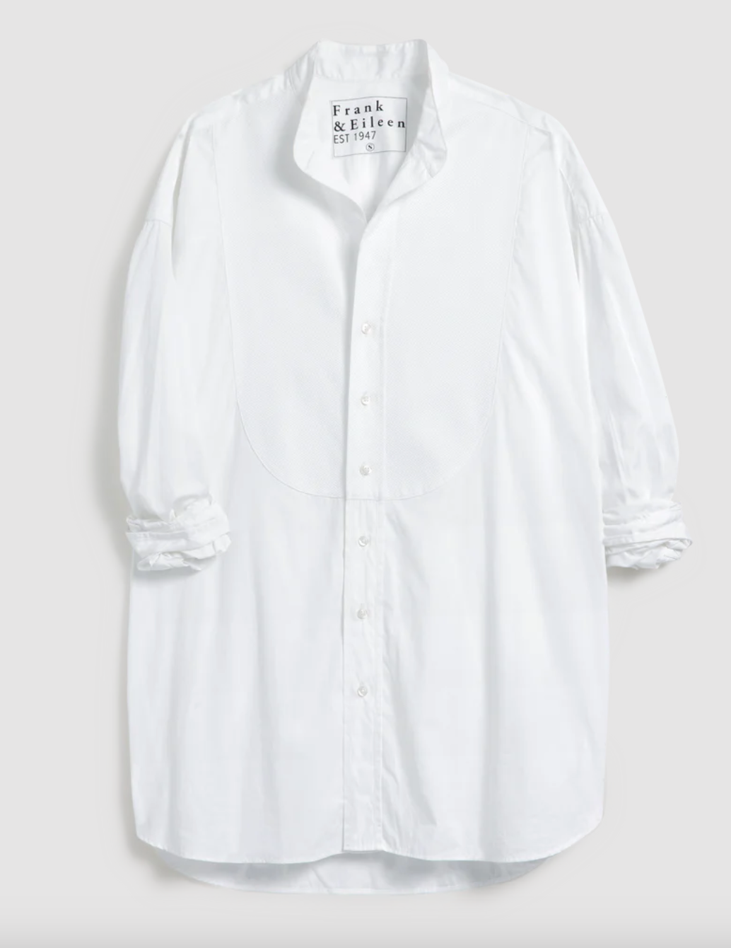 Victoria Collarless Button Down-TXW White Bib