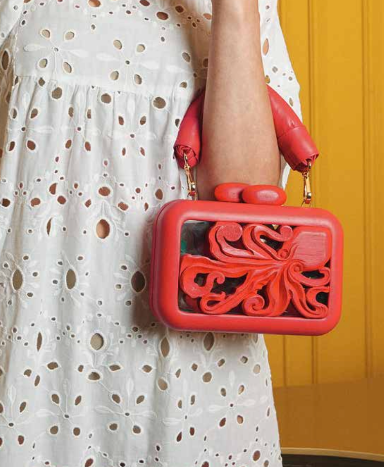 Animalis Octopus Acrylic Red Clutch