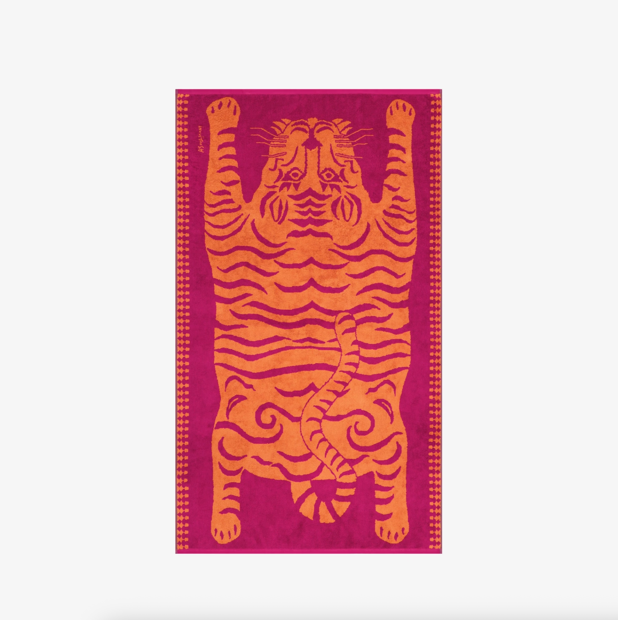 Beach Towel Tiger - Fuchsia