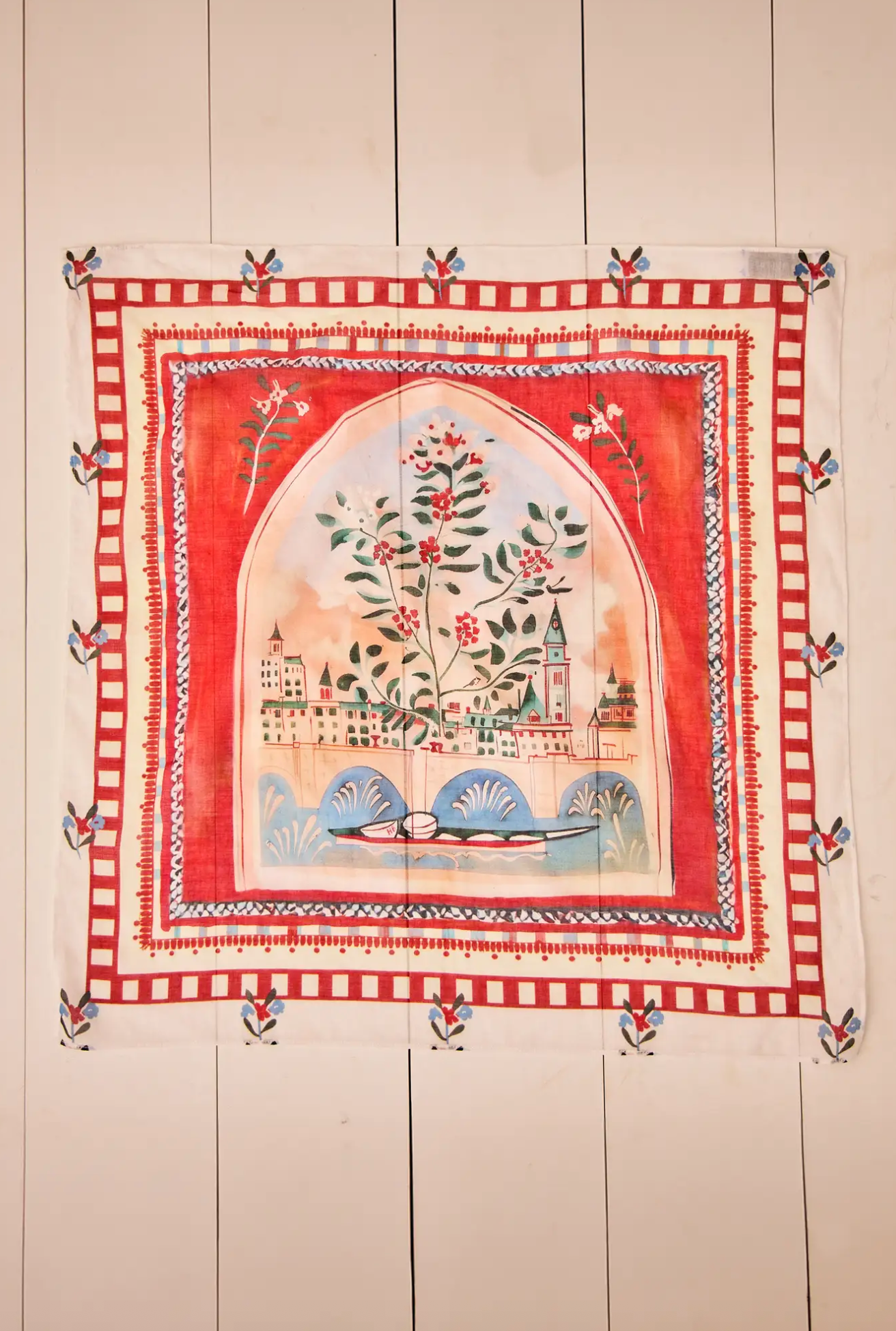 Printed Scarf - Coastal Village