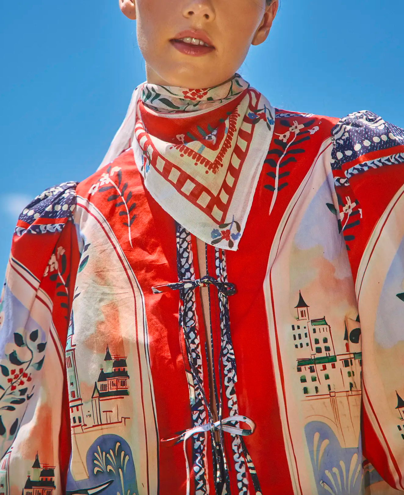 Printed Scarf - Coastal Village