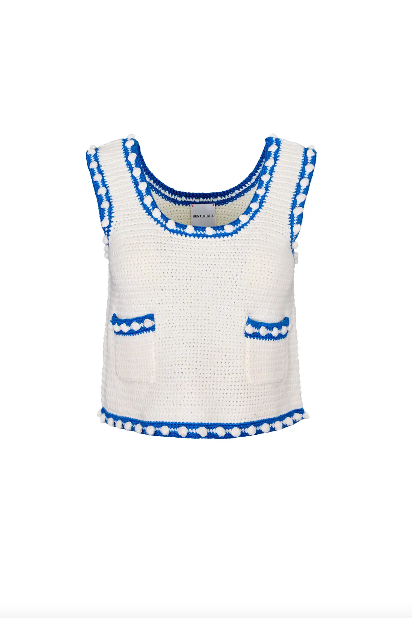 Clover Sweater Tank - White Blue