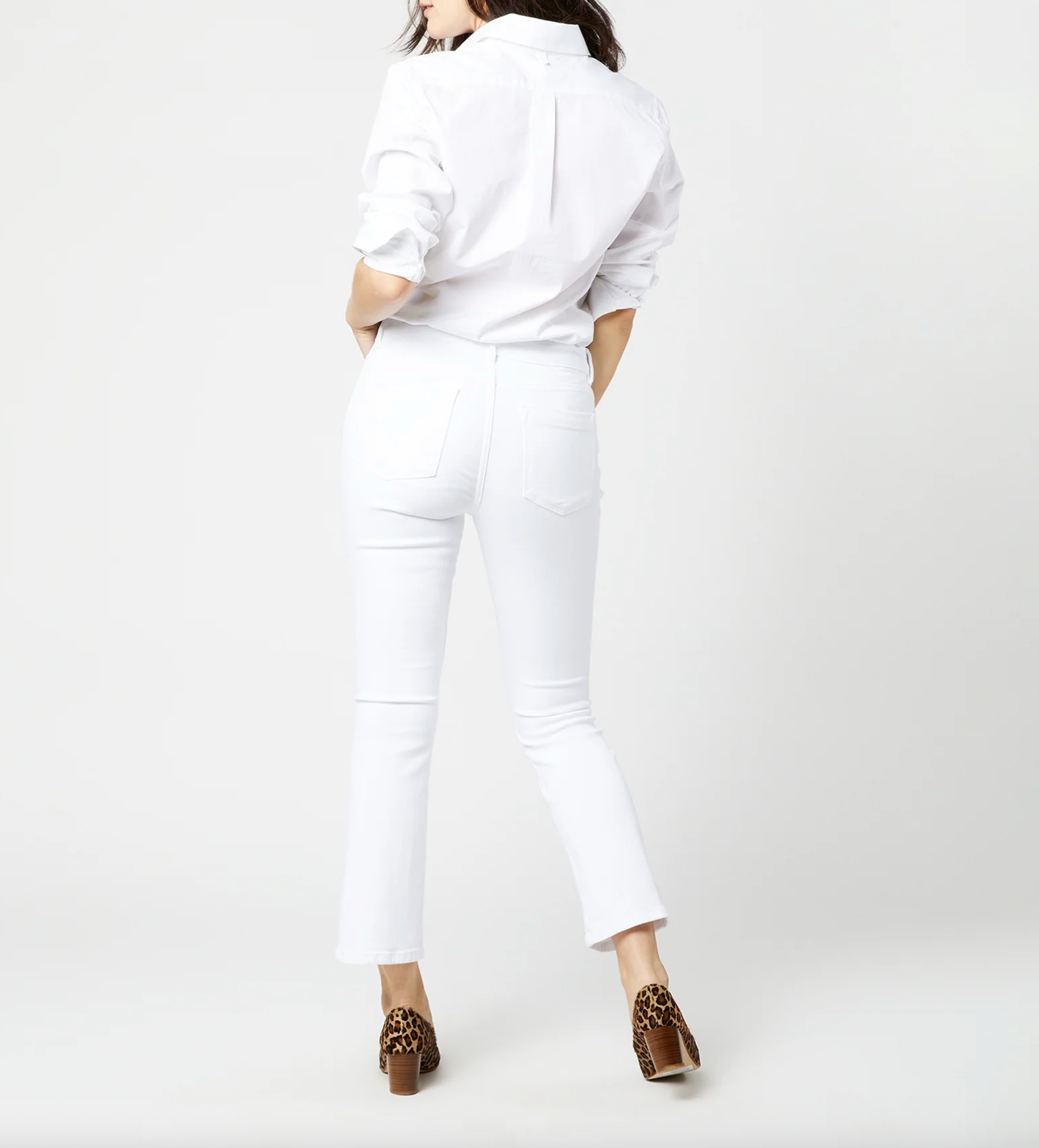 Flare Cropped 5-Pocket Jean - White