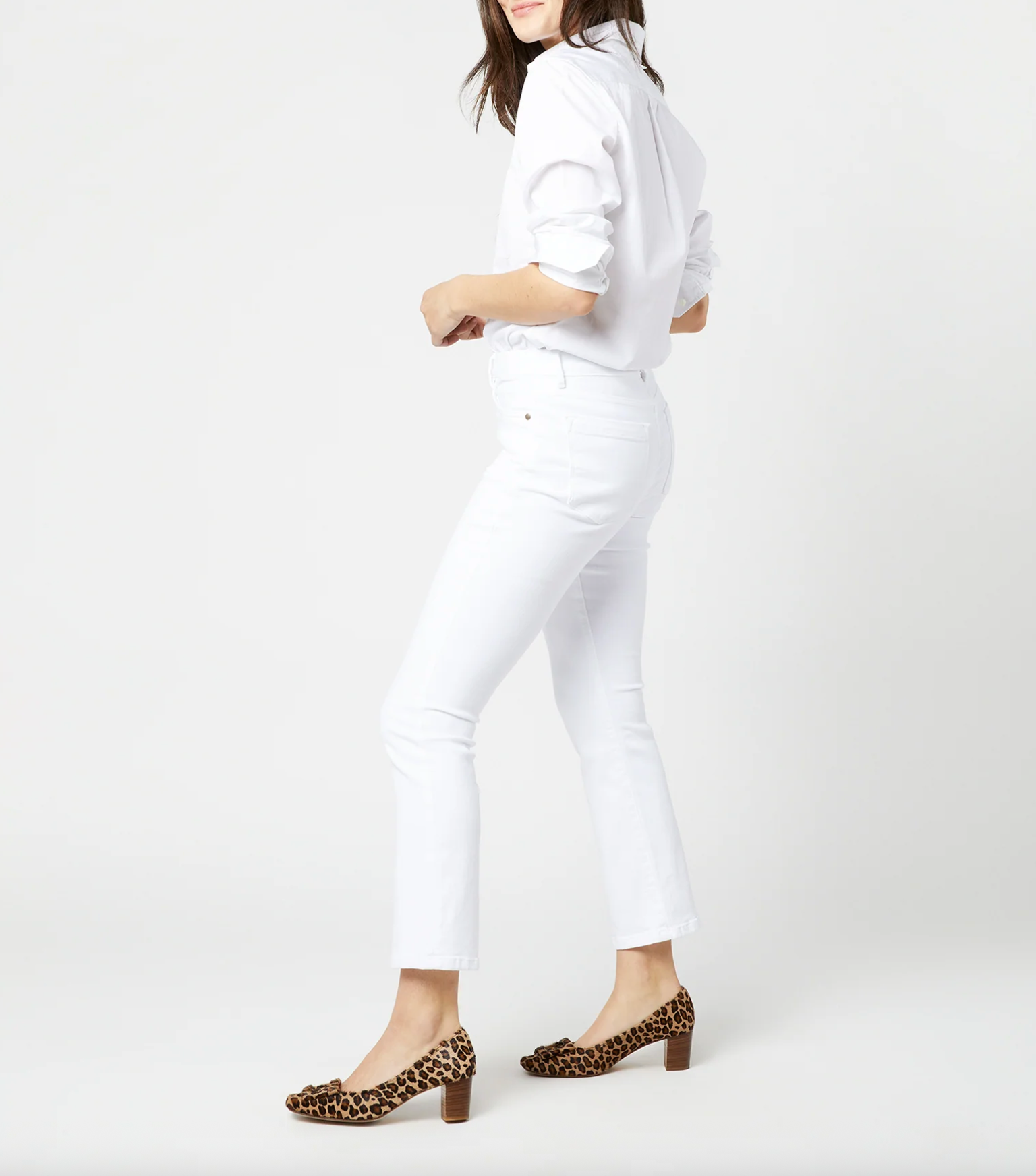Flare Cropped 5-Pocket Jean - White