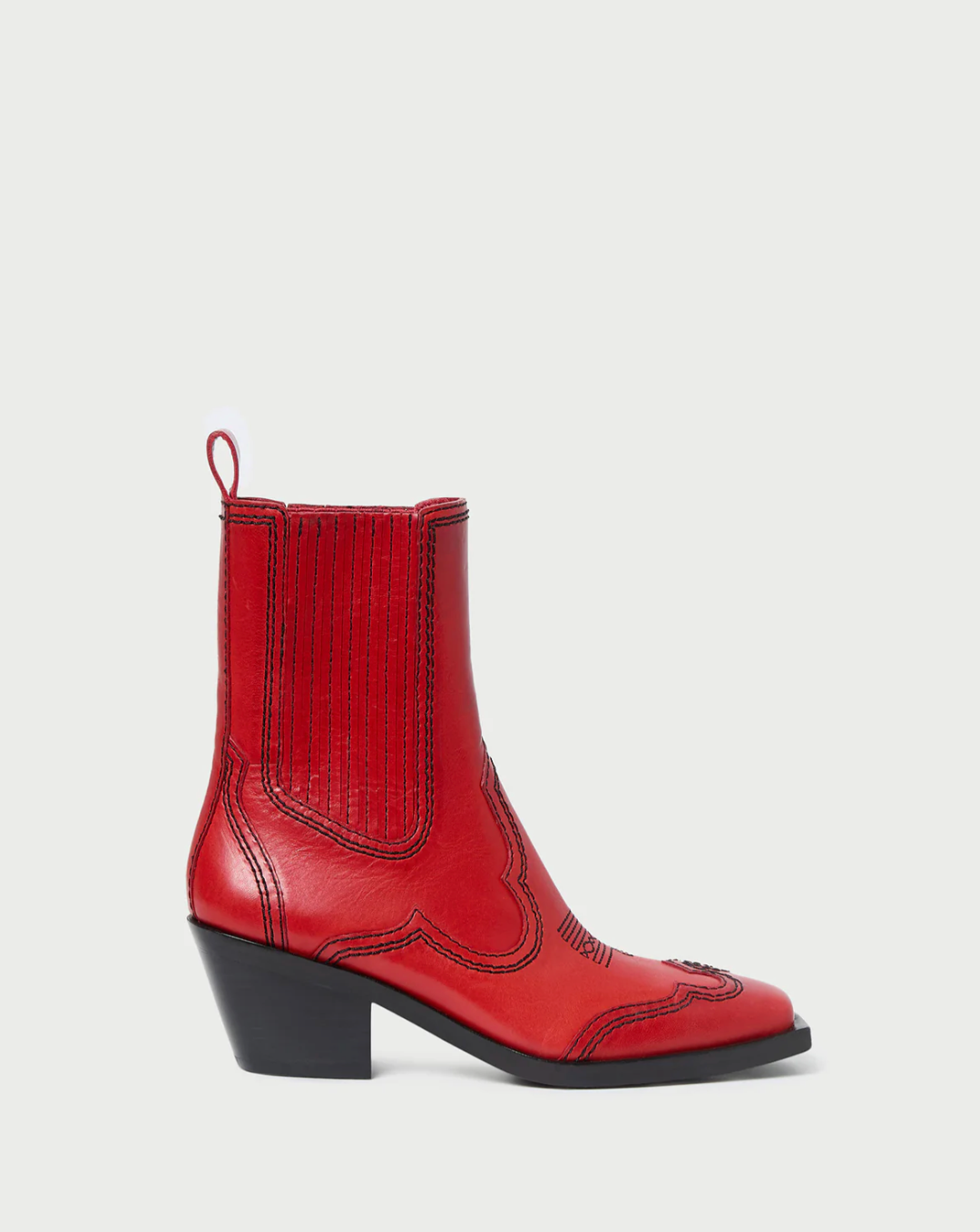Agnes Western Ankle Bootie - Red/Black