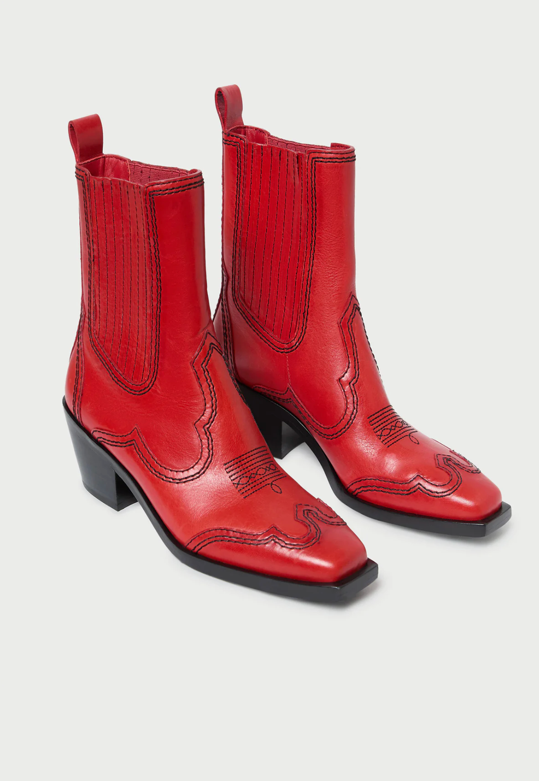 Agnes Western Ankle Bootie - Red/Black