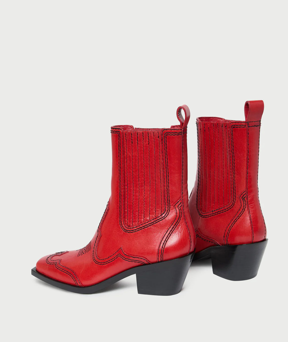 Agnes Western Ankle Bootie - Red/Black