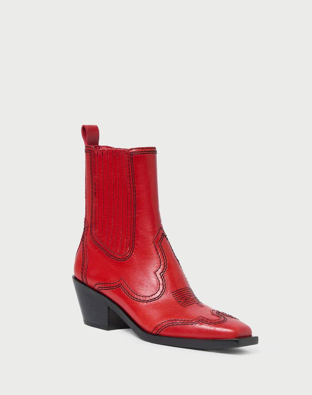 Agnes Western Ankle Bootie - Red/Black