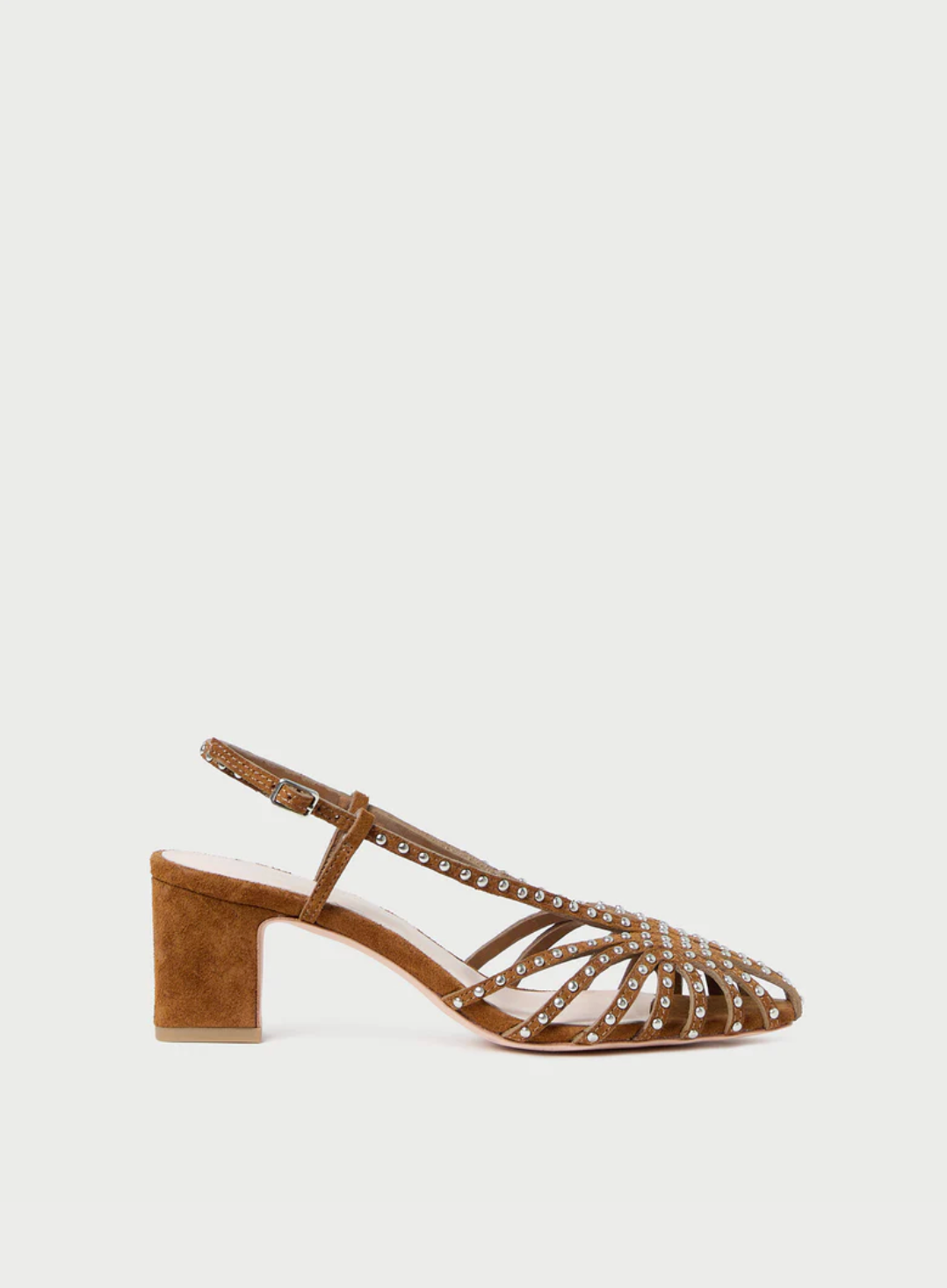 Priscilla Lattice Slingback Mid Heel Sandal - Cacao/Silver
