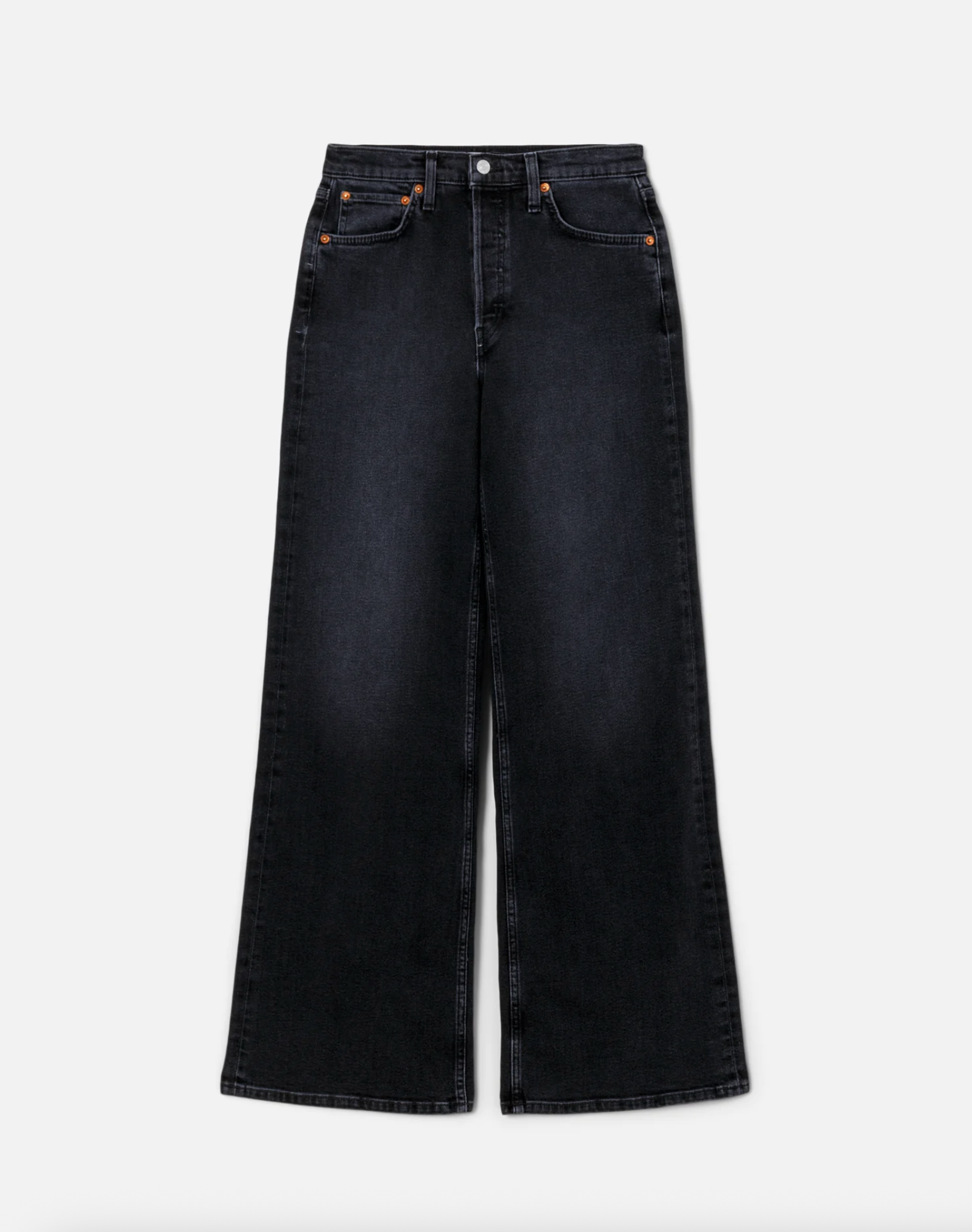 High Rise Wide Leg - Washed Noir