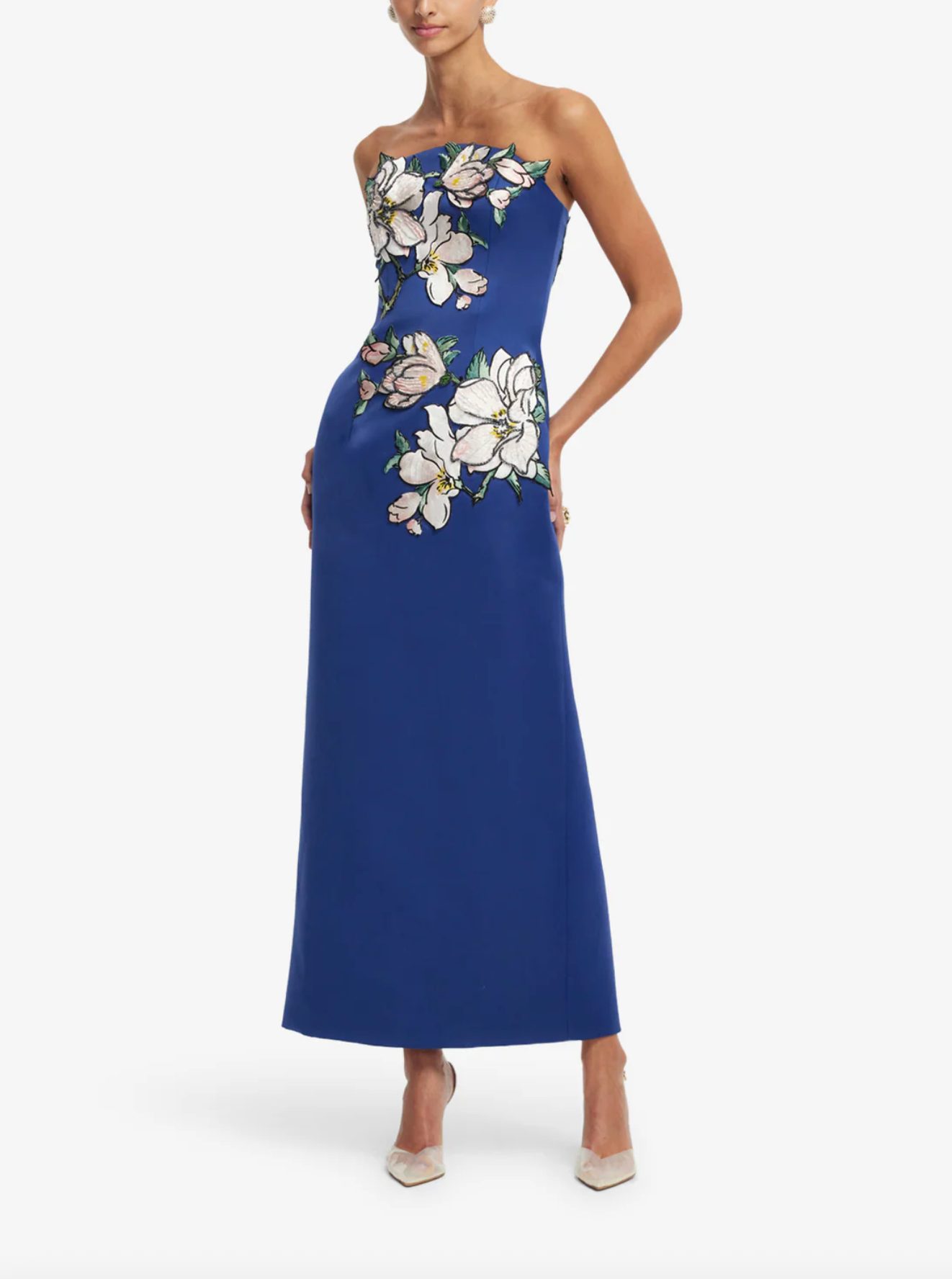 Ava Applique Floral Bustier Maxi Dress - Midnight