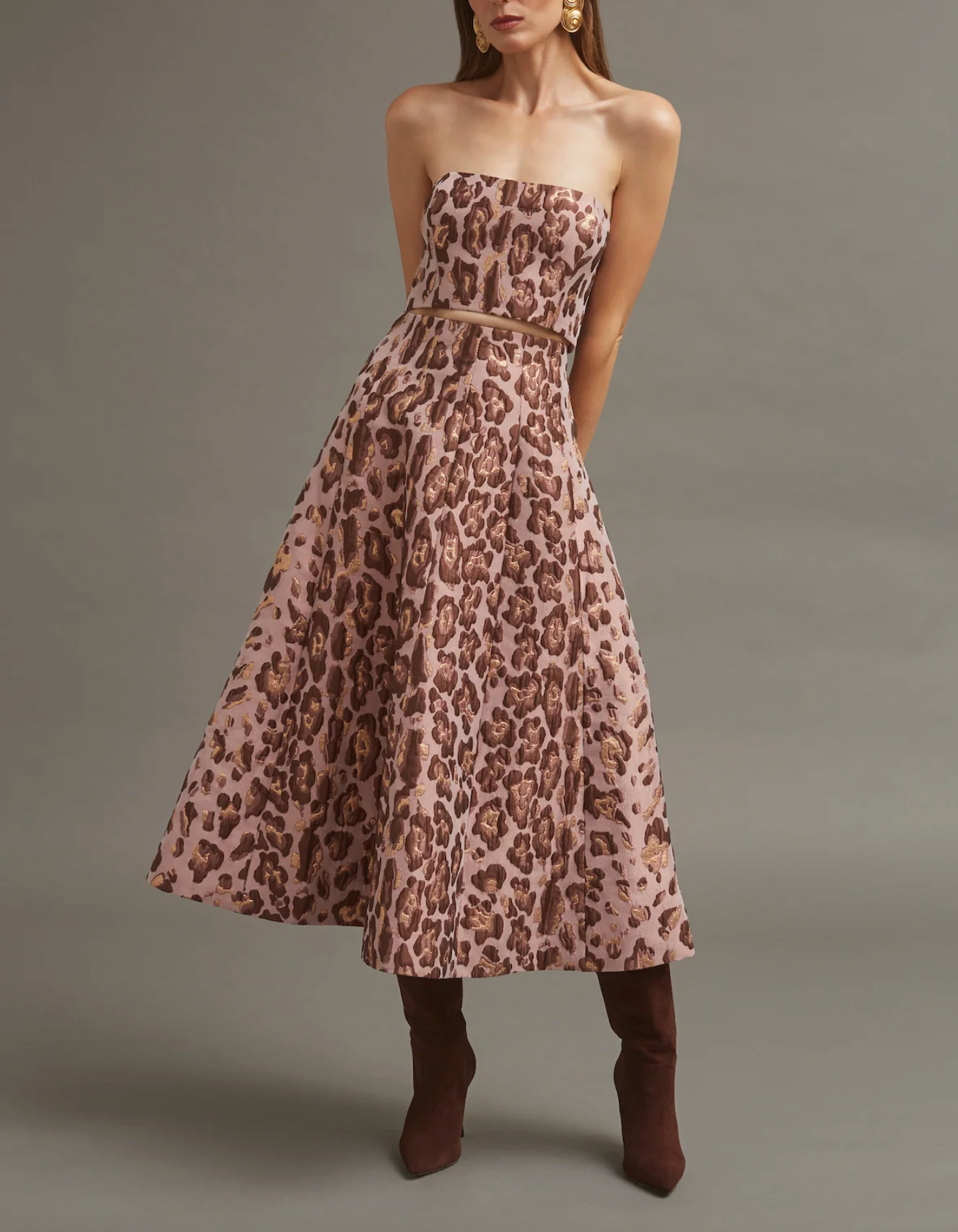 Mimosa Skirt - Painted Animal Blush Metallic Jacquard