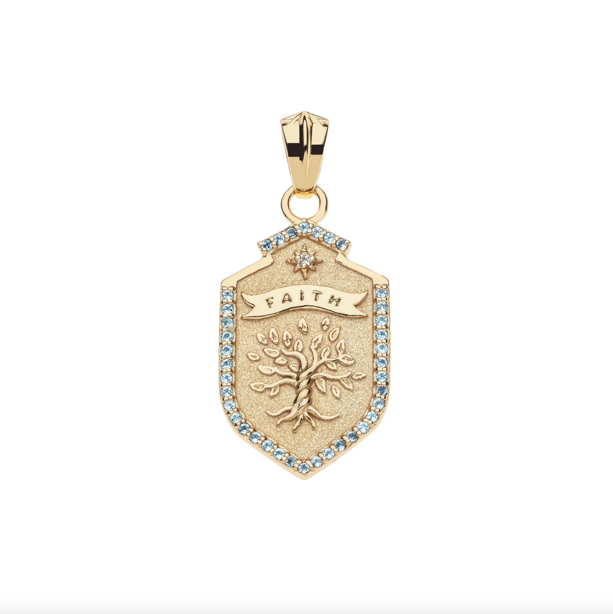 FAITH Shield Pendant on 16-18" Classic Rolo Chain