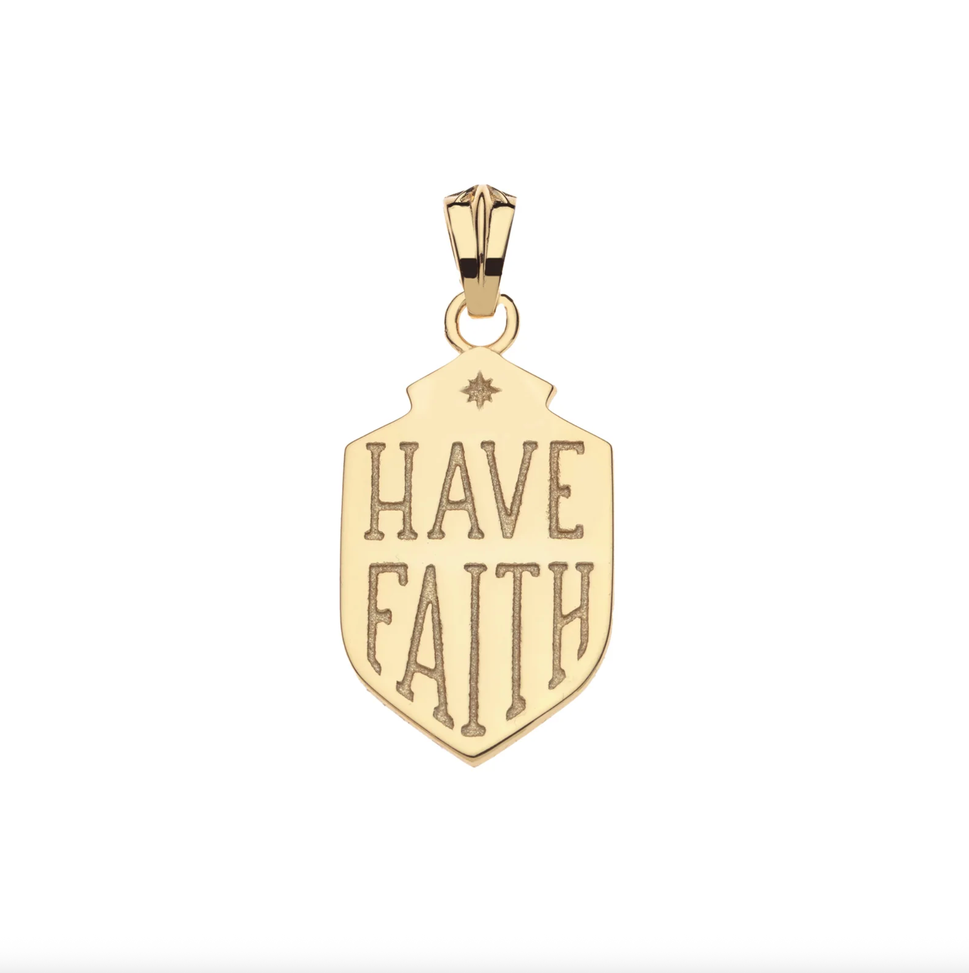 FAITH Shield Pendant on 16-18" Classic Rolo Chain