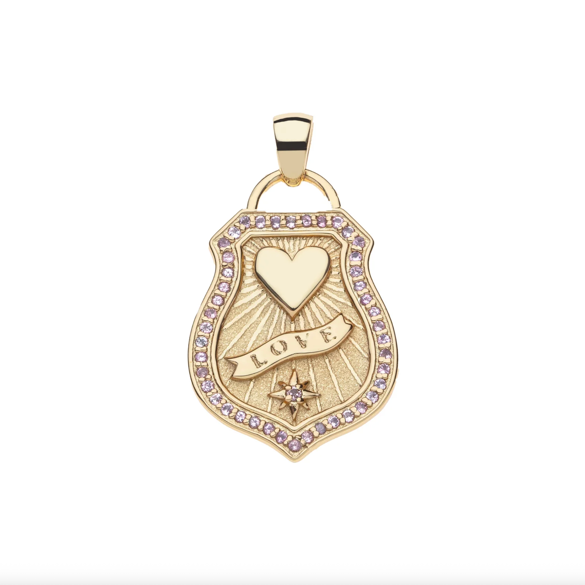 LOVE Shield Pendant on 16-18" Classic Rolo Chain