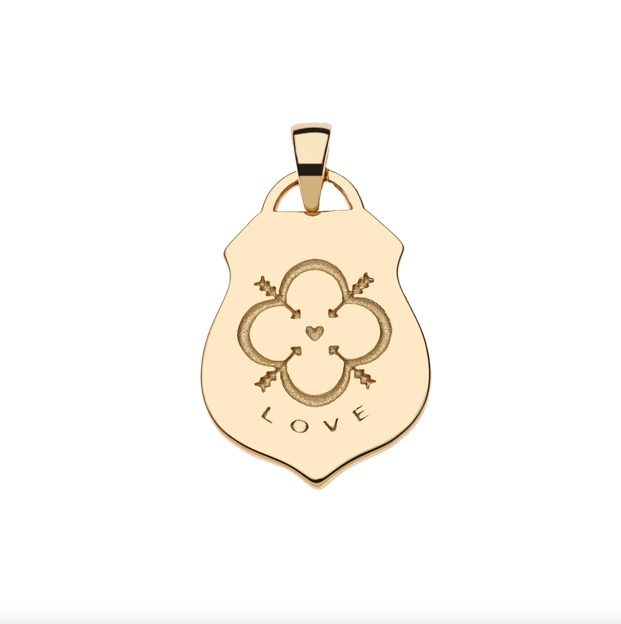 LOVE Shield Pendant on 16-18" Classic Rolo Chain