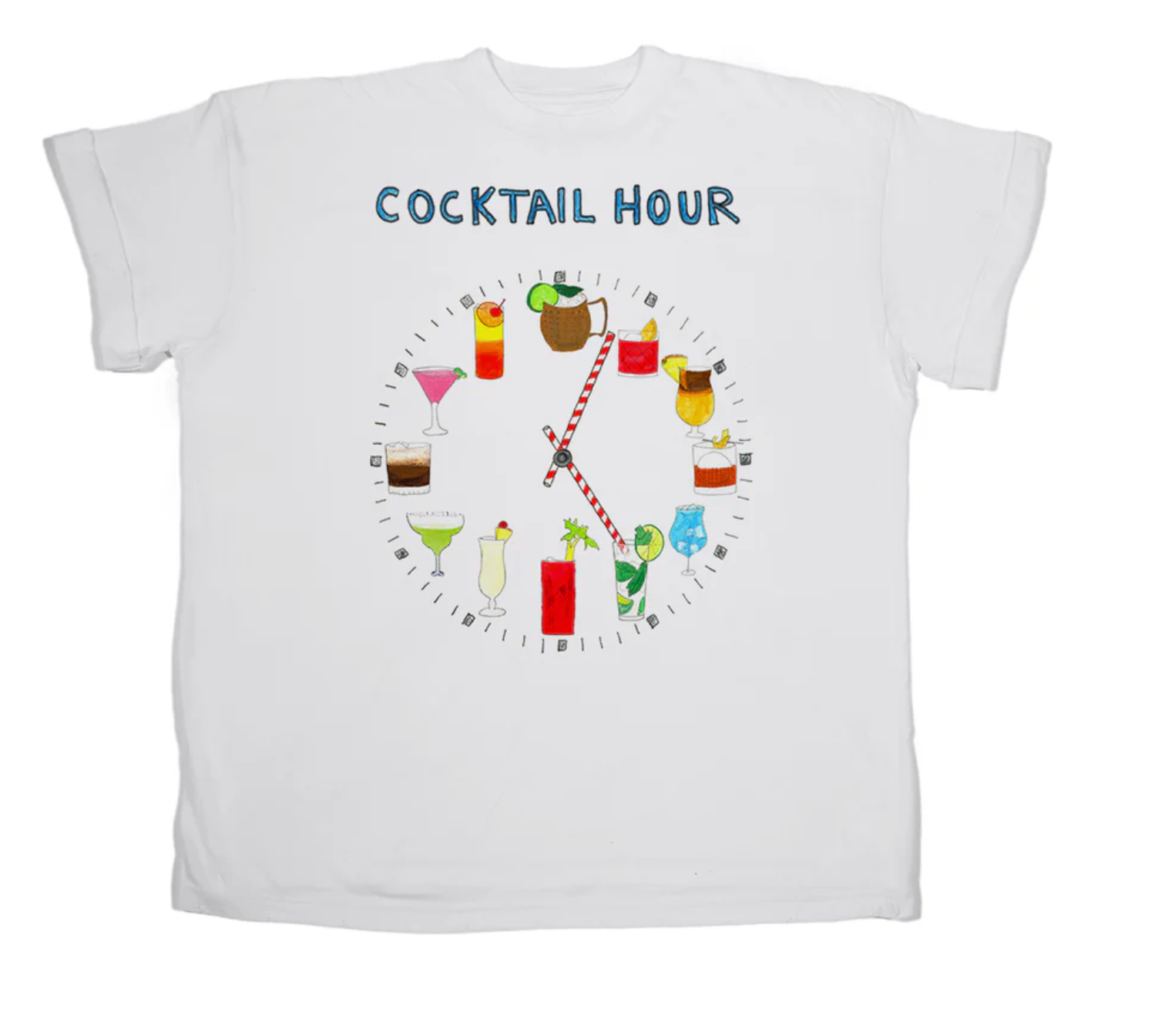 Cocktail Hour Womens Boyfriend Tee - White