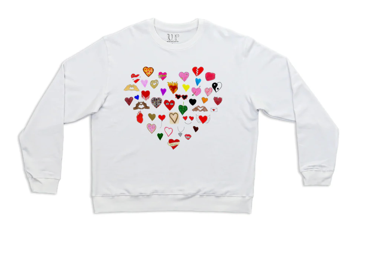 Hearts Mens Crewneck Sweatshirt - White