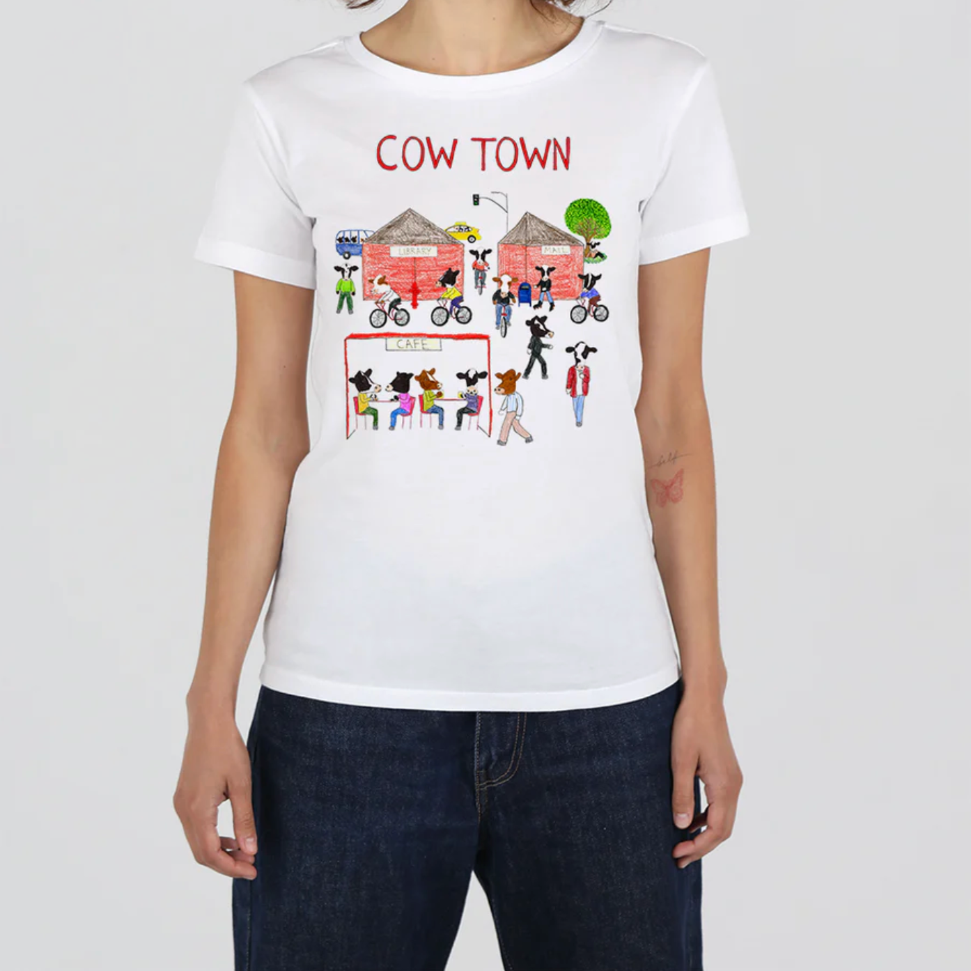 Cow Town Womens T-Shirt - White