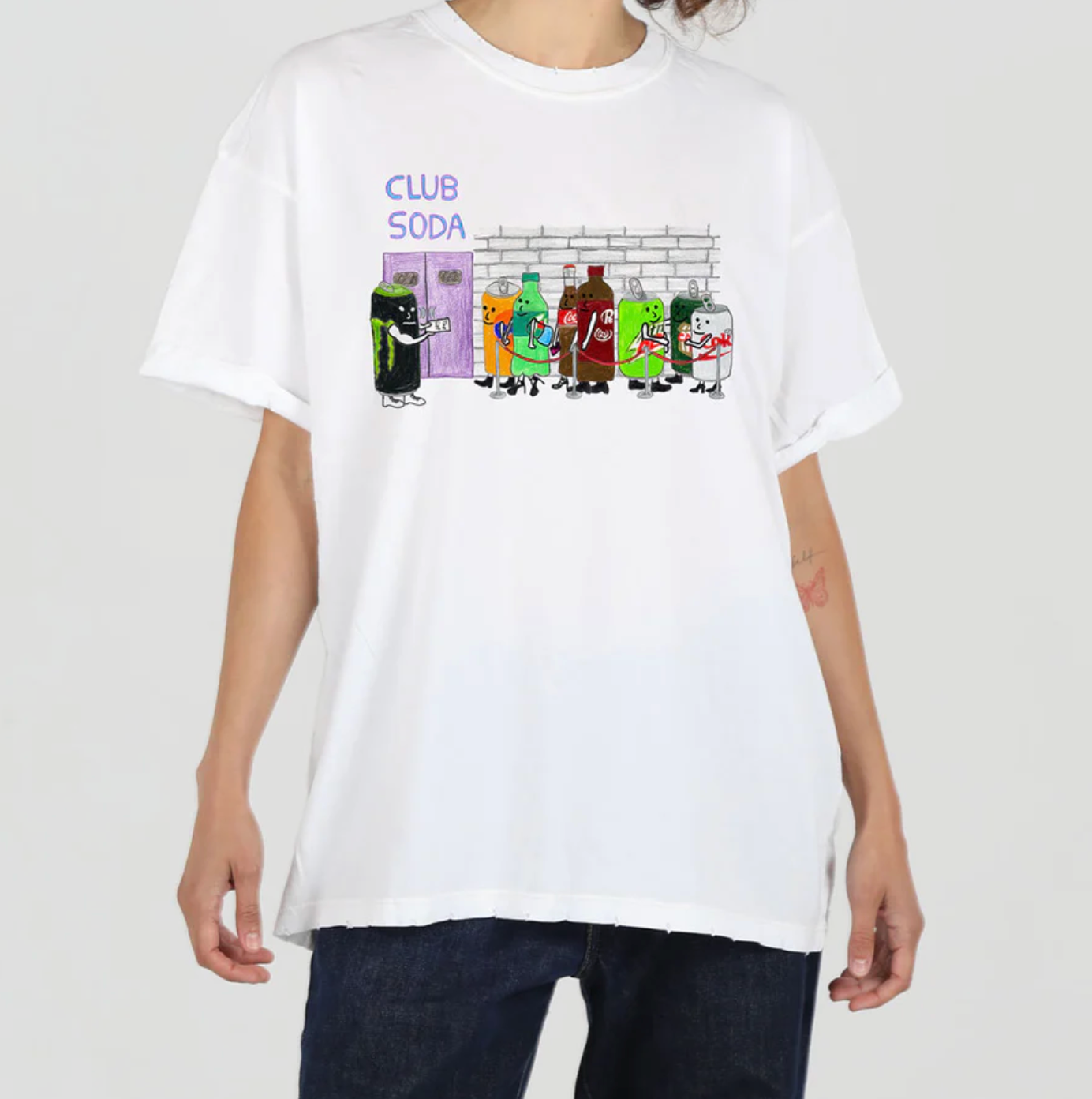 Club Soda Womens Boyfriend Tee - White