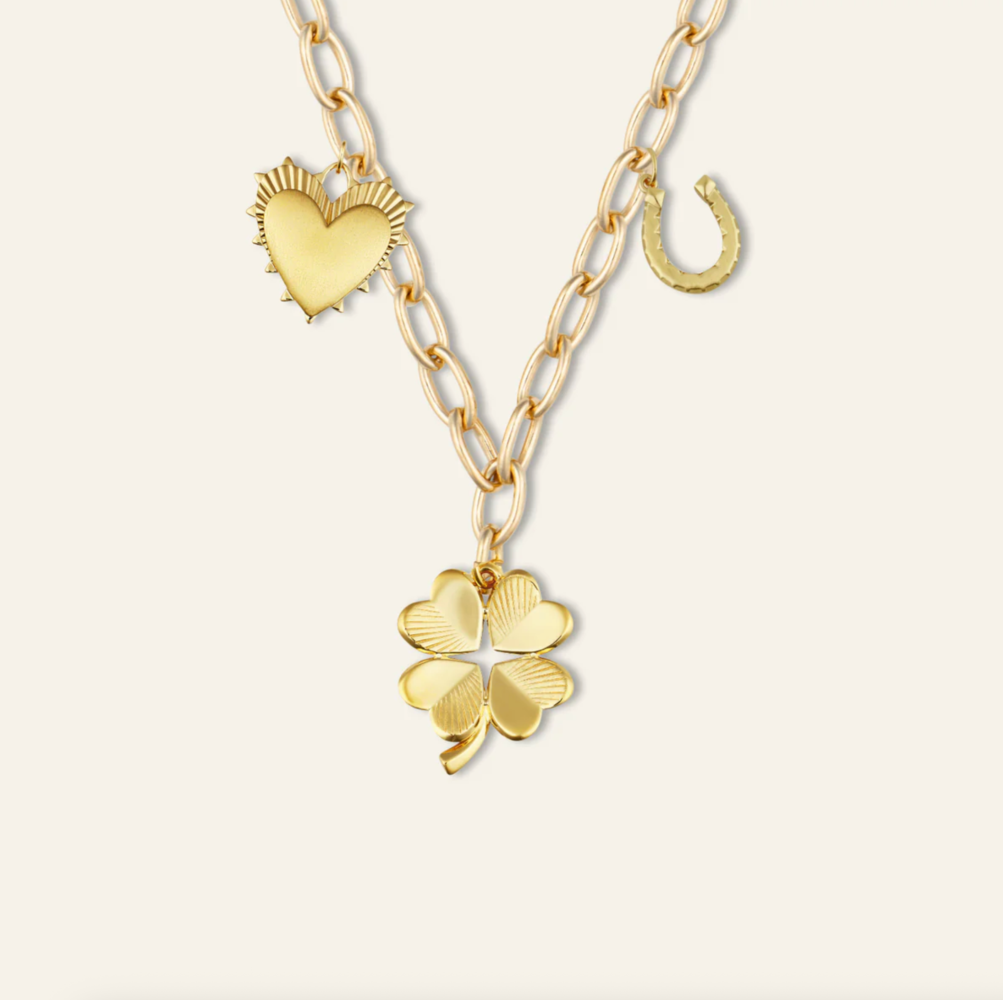 Luck and Love Charm Necklace-18in Chunky Chain