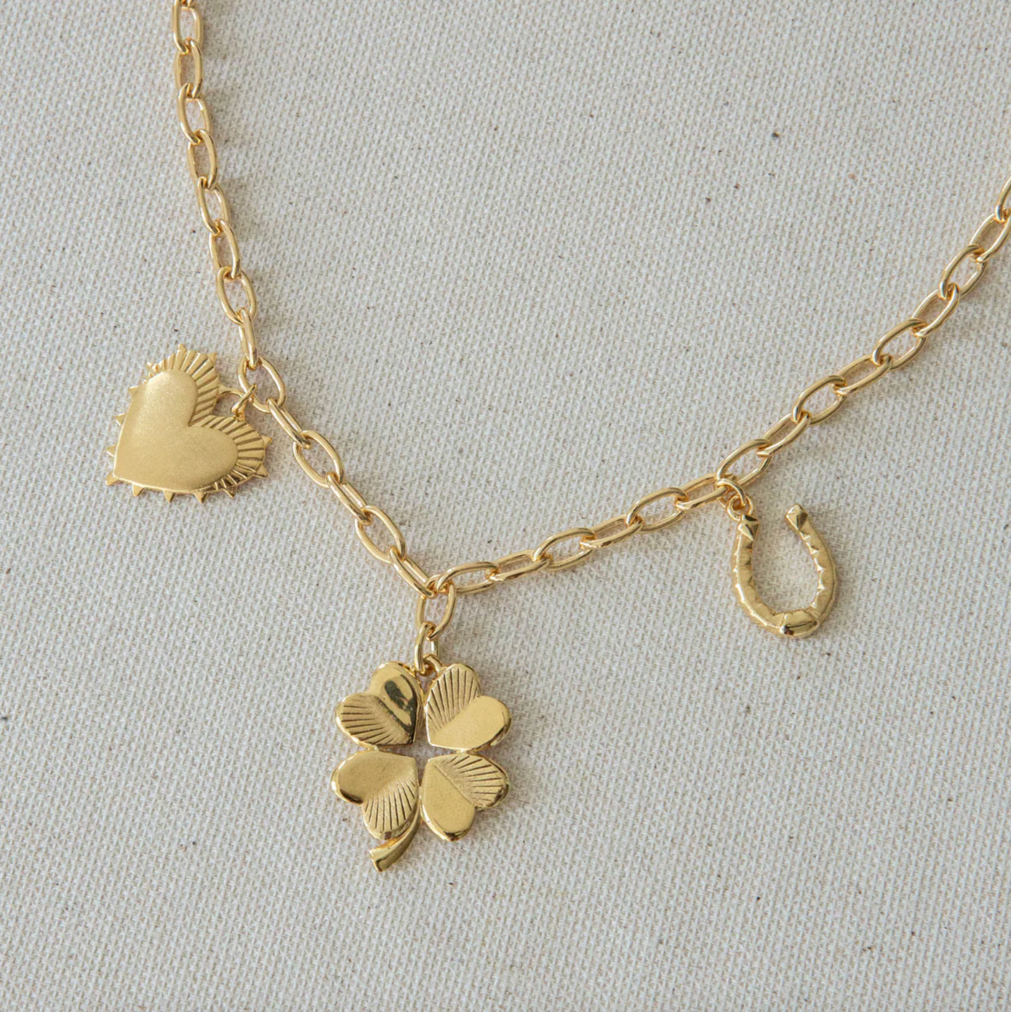 Luck and Love Charm Necklace-18in Chunky Chain