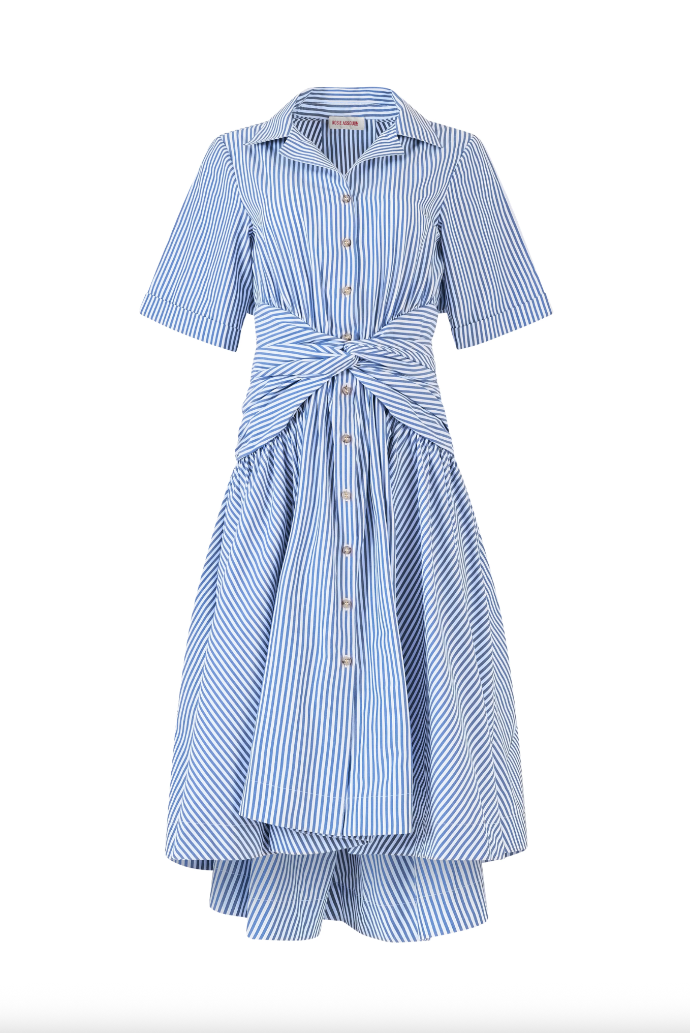 Tie Shirt Dress - Blue Stripe