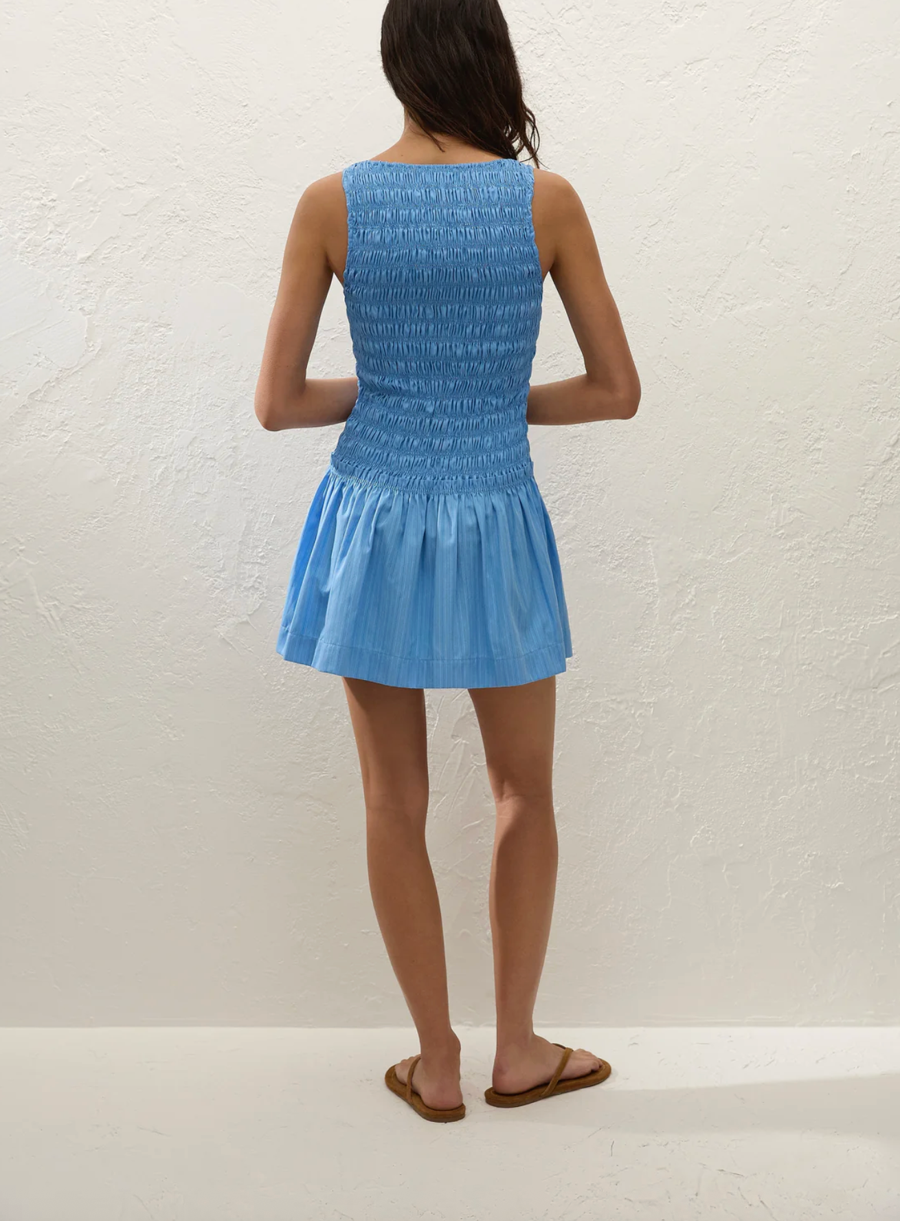 Maria Mini Dress - Mico Pinstripe Azul