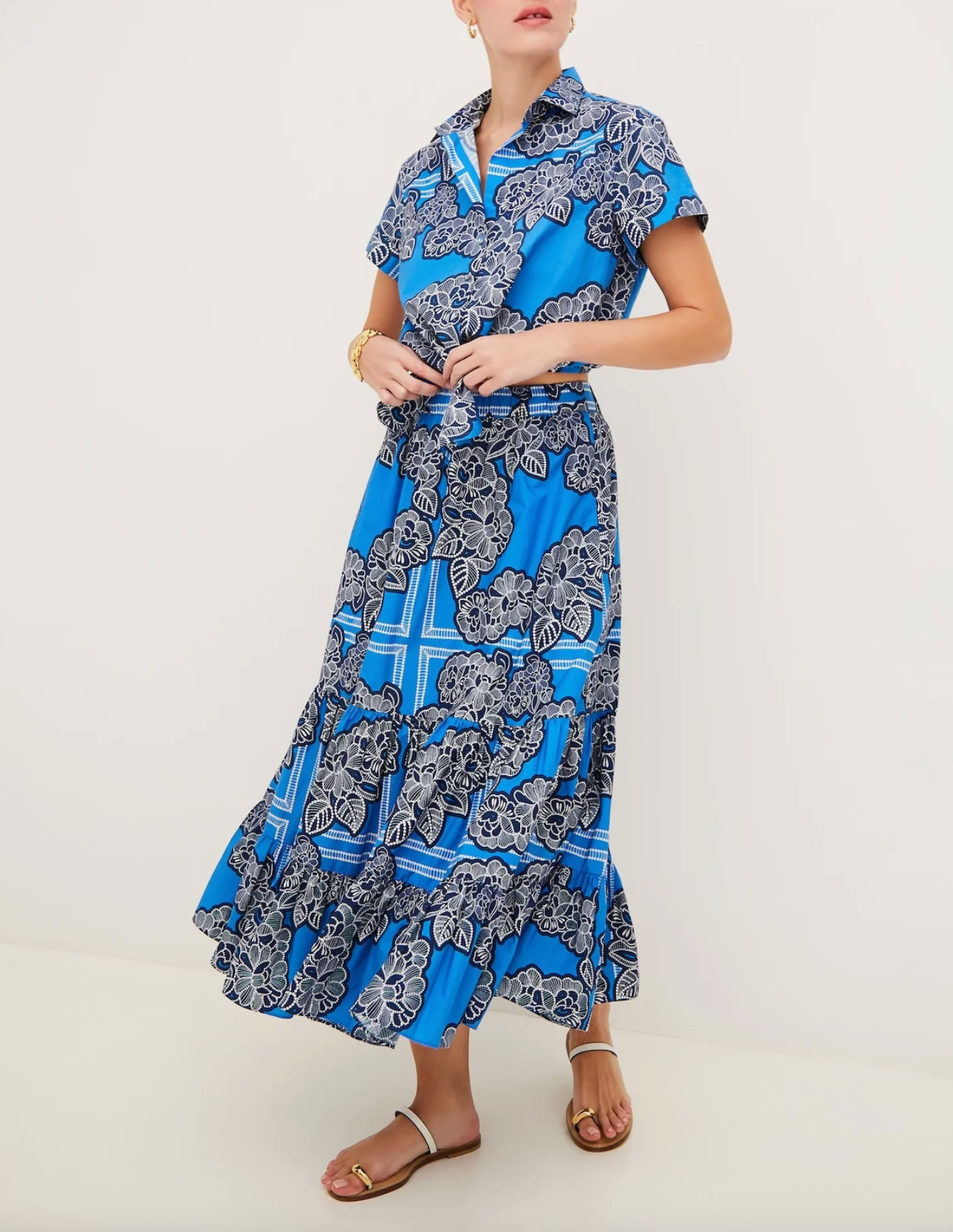 Chase Skirt - Carved Petals Cobalt