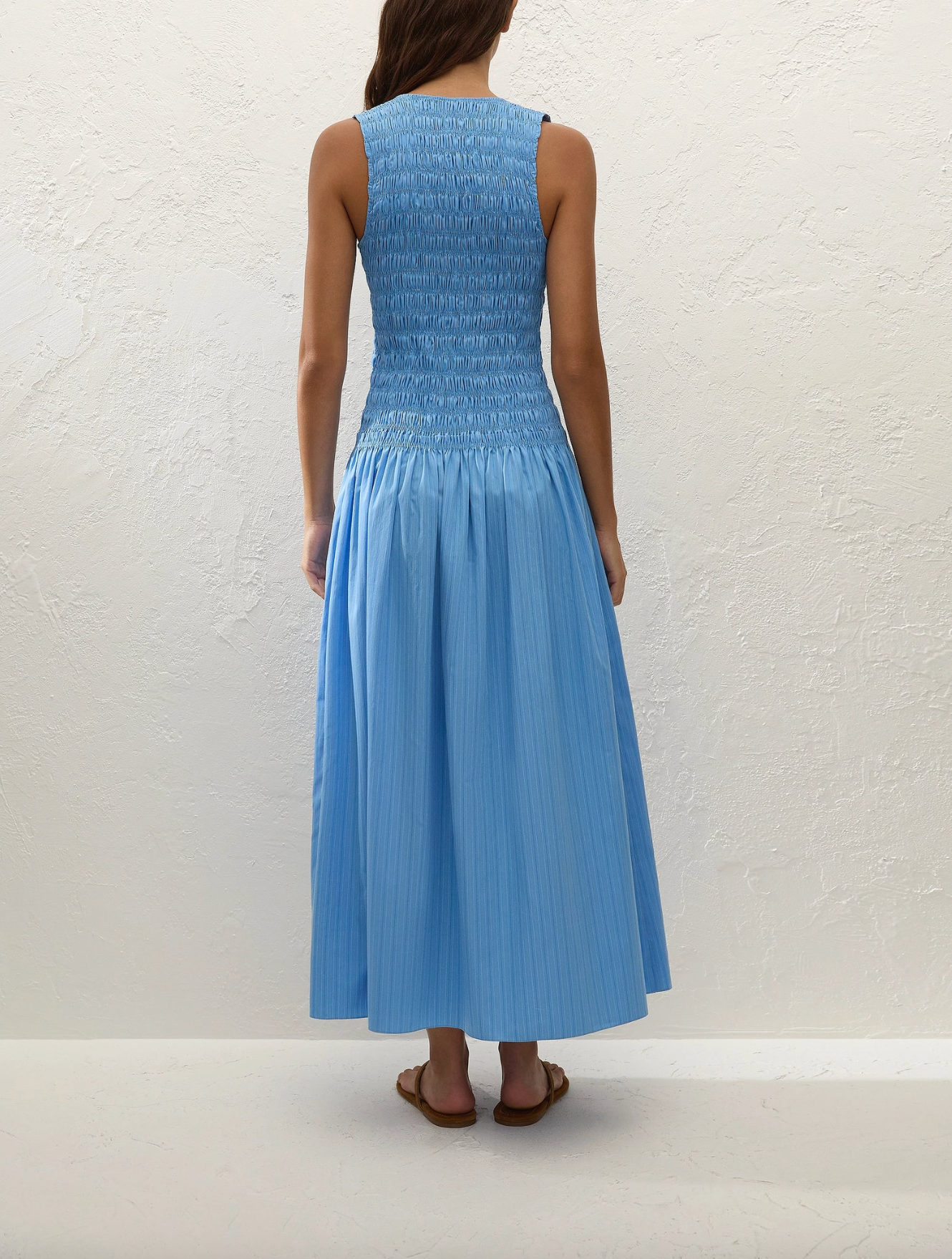 Palomar Midi Dress - Mico Pinstripe Azul