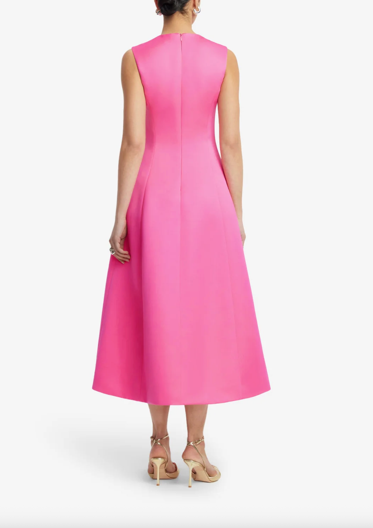 Cleo Applique Sleeveless Midi Dress-Peony Print In Fuchsia