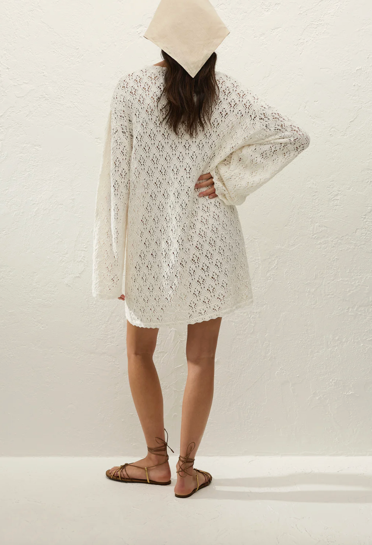 Romina Mini Dress - Pointelle Knit Vintage White