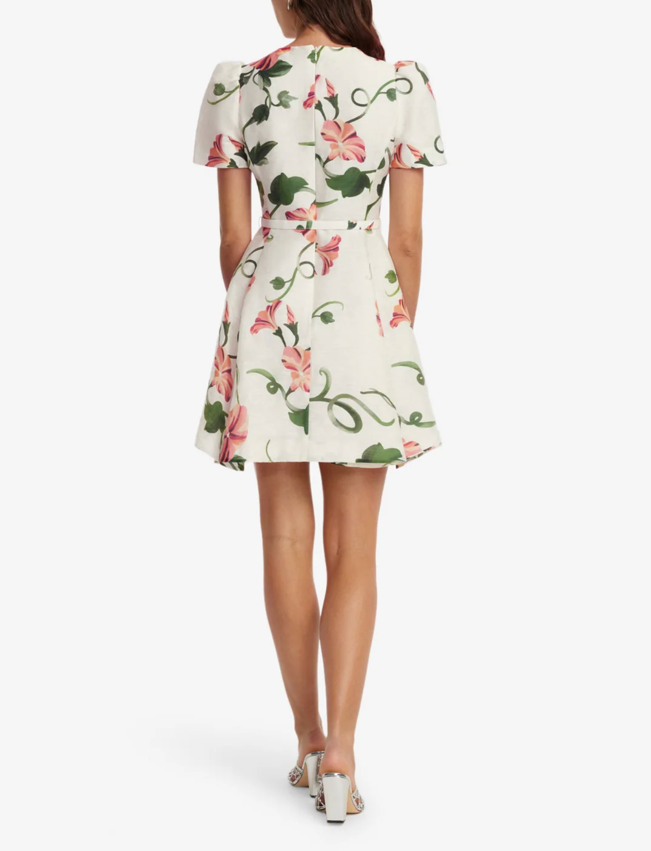 Elyse Short Sleeve Mini Dress - Vine Print in Snow