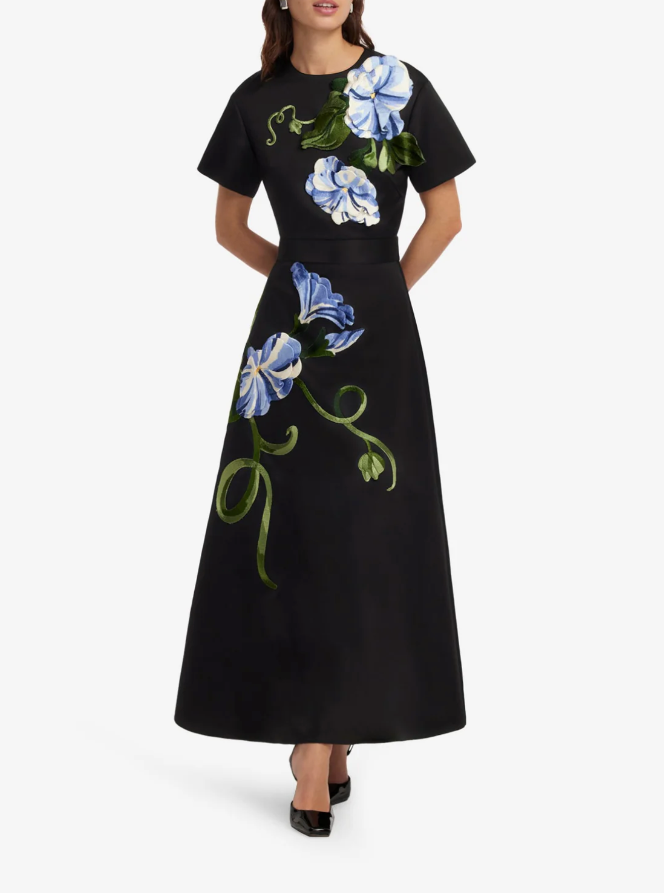 Indie Sleeve Top - Vine Print in Ebony