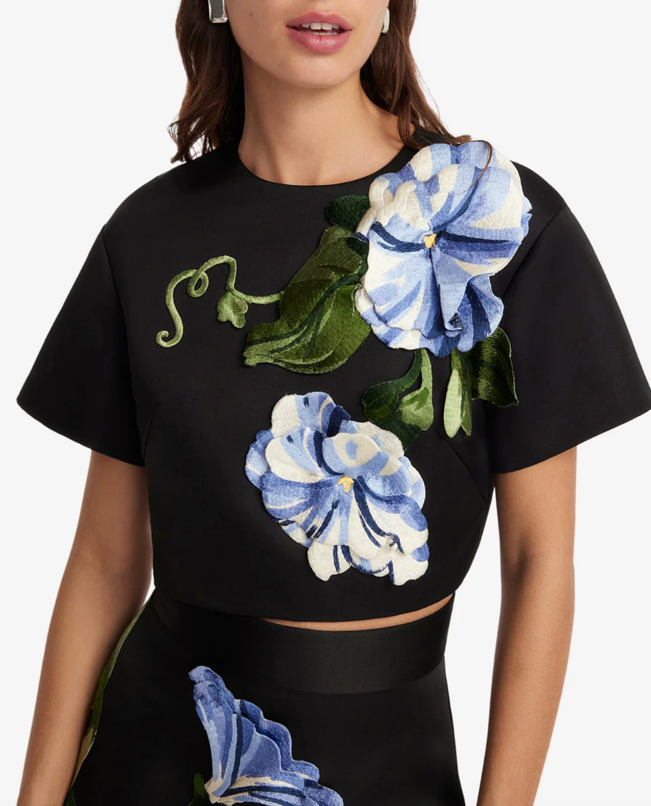 Indie Sleeve Top - Vine Print in Ebony