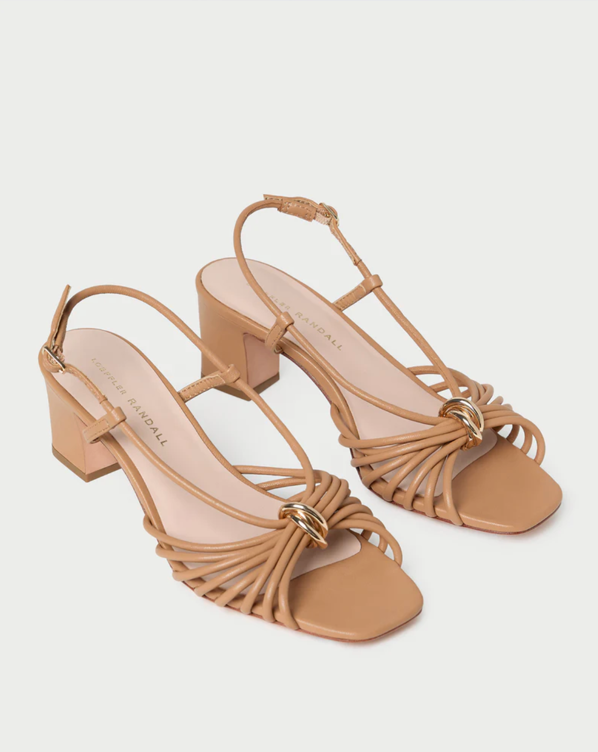 Minna Strappy Mid Heel Sandal W/ Hardware - Dune