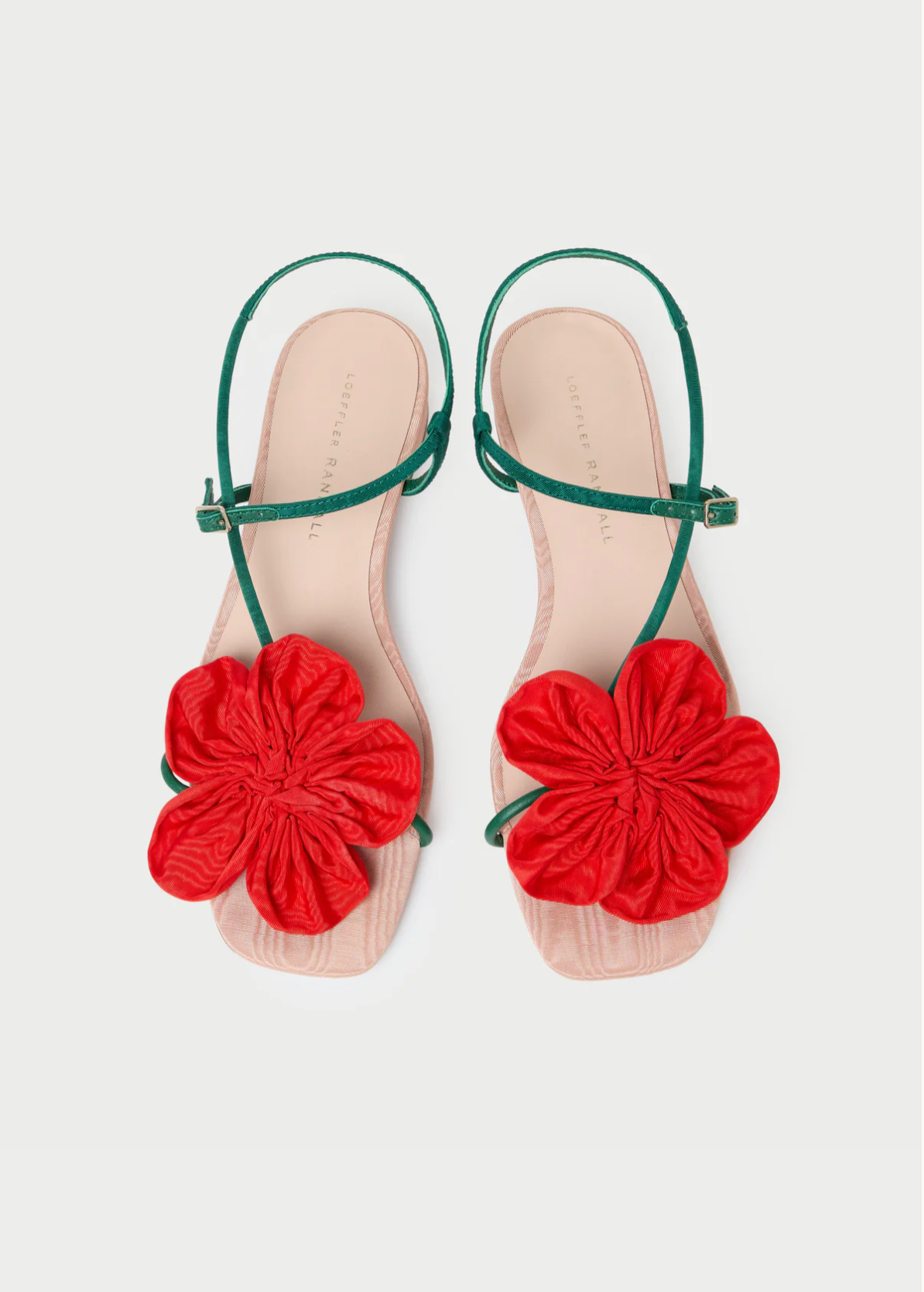 Genevieve Flower Applique Flat Sandal- Nude/Green/Red