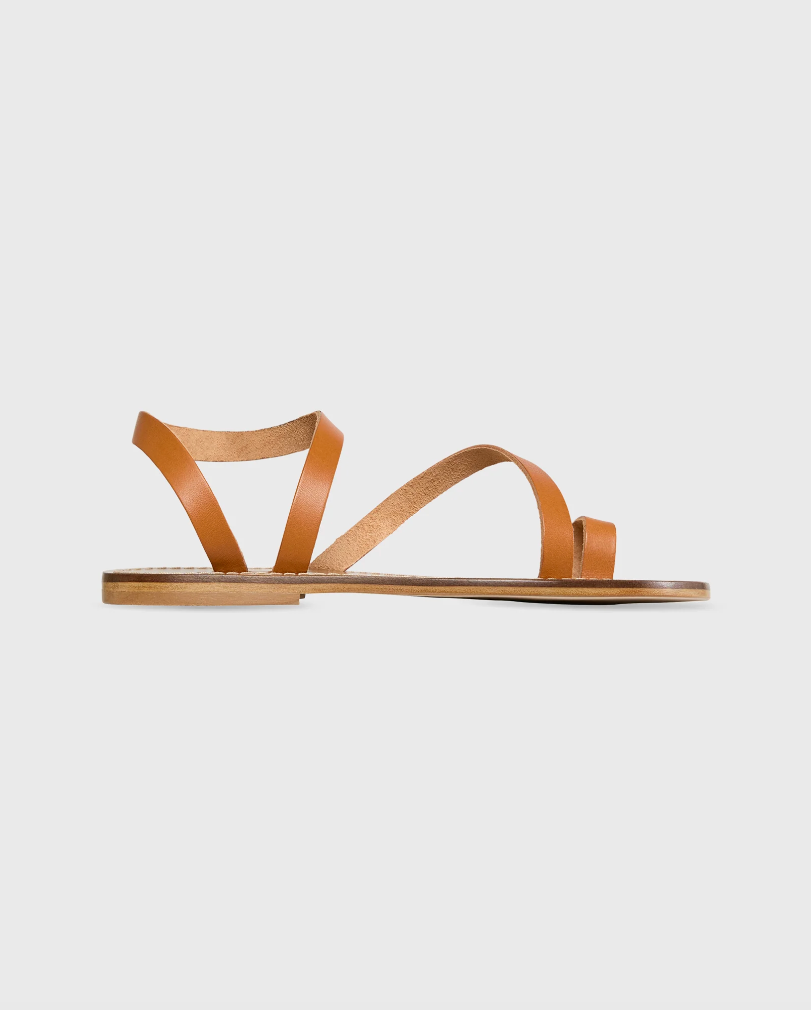 Diagonal Strap Sandal - Tan Leather