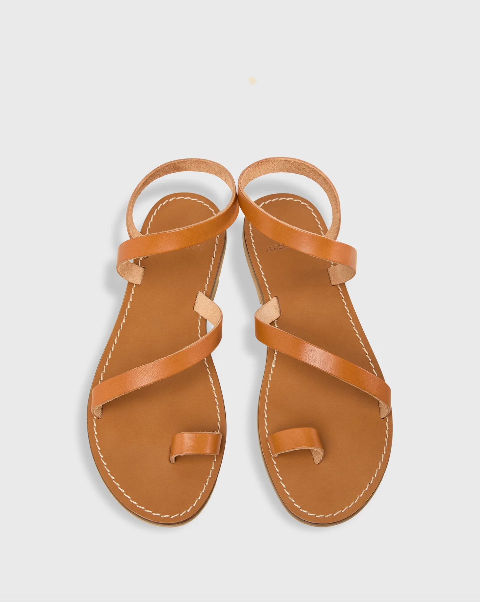 Diagonal Strap Sandal - Tan Leather