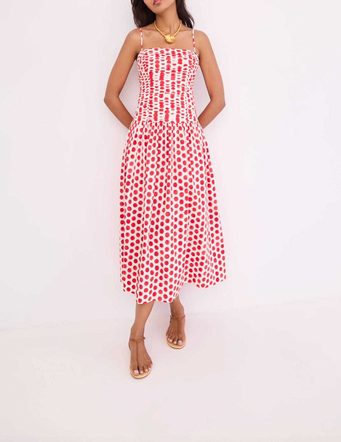 Rahi Midi Dress - Celeste Spot Red