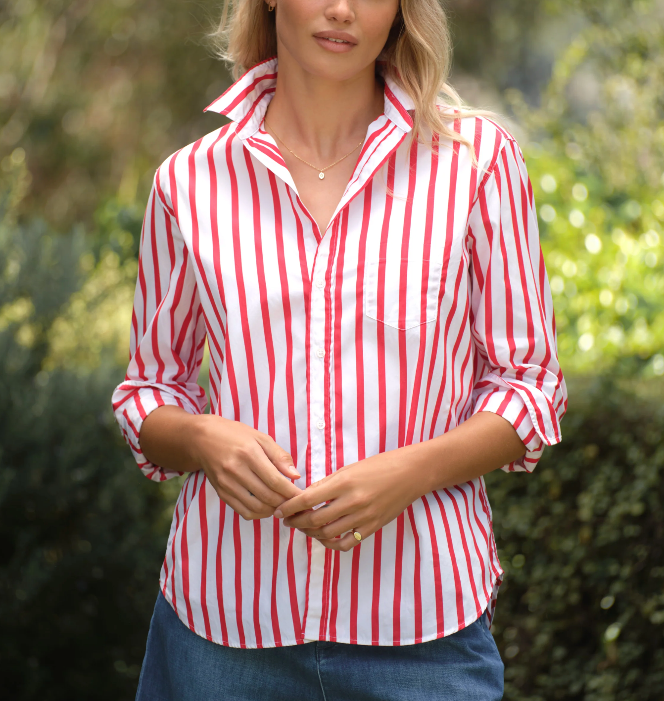 Eileen - White Red Stripe
