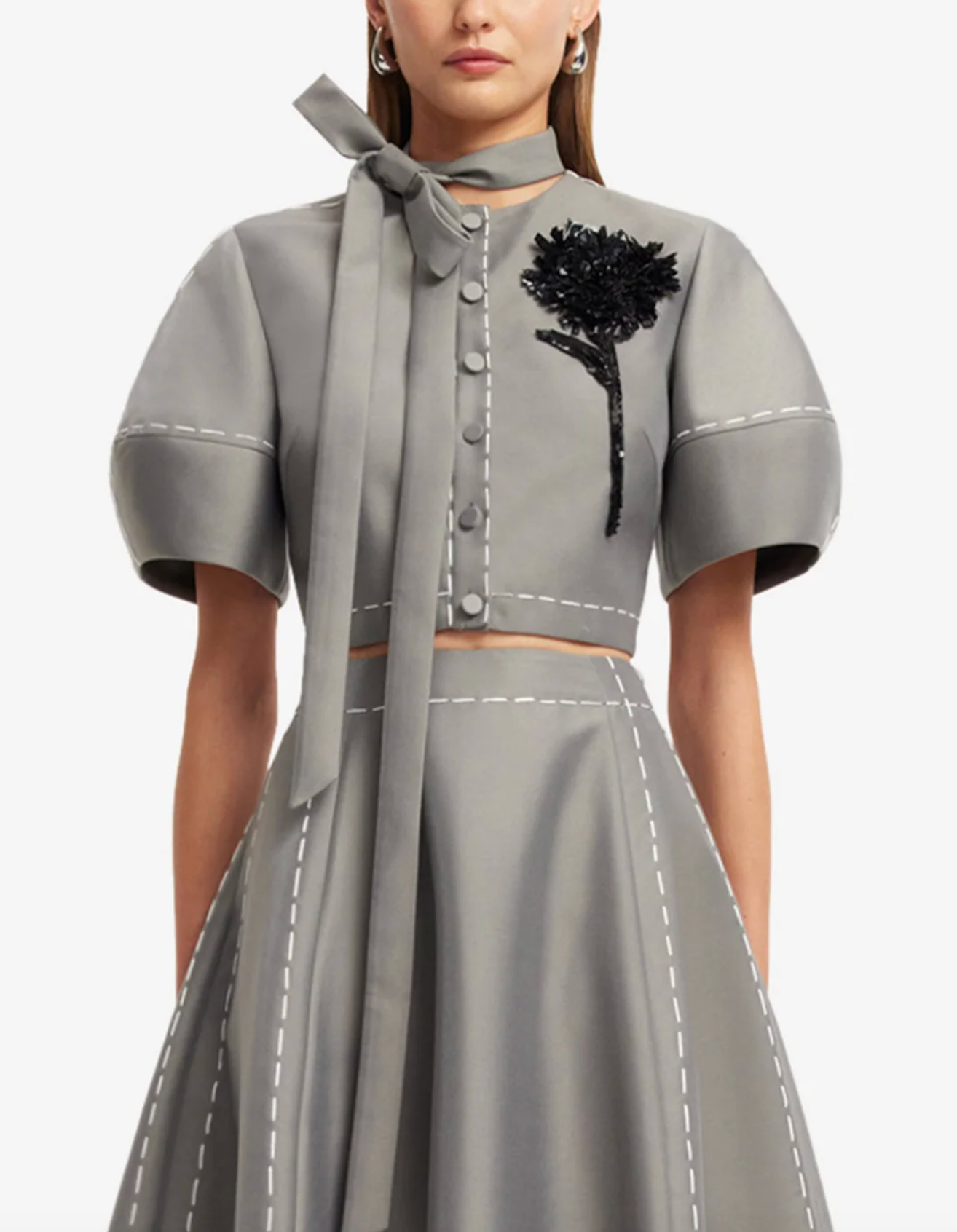 Molly Puff Sleeve Top - Steel