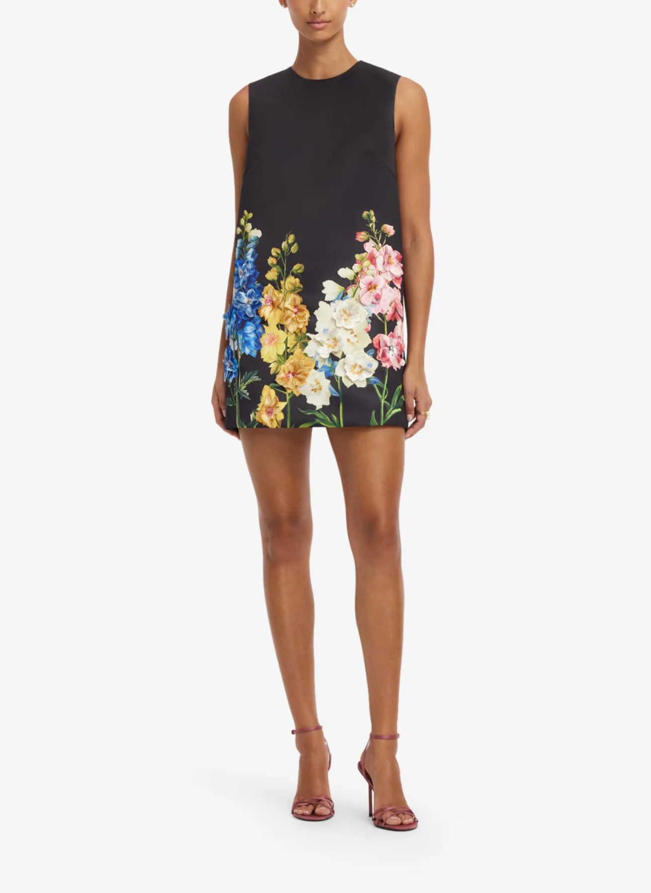 Yvonne Embroidered Mini Dress - Snapdragon Print in Ebony