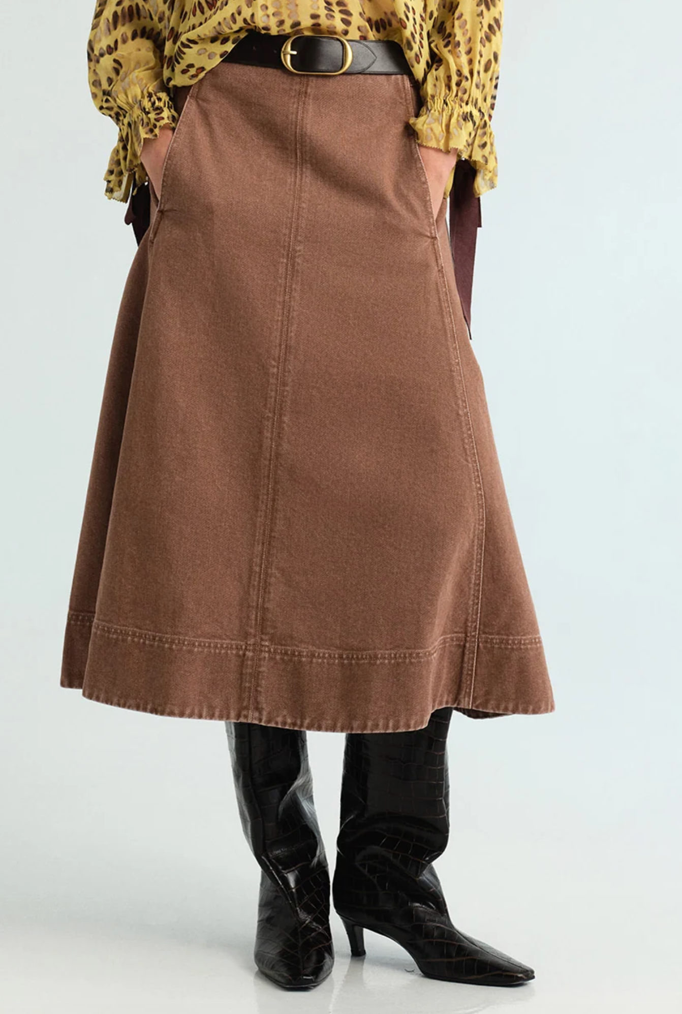 Aisha Skirt - Taupe Denim