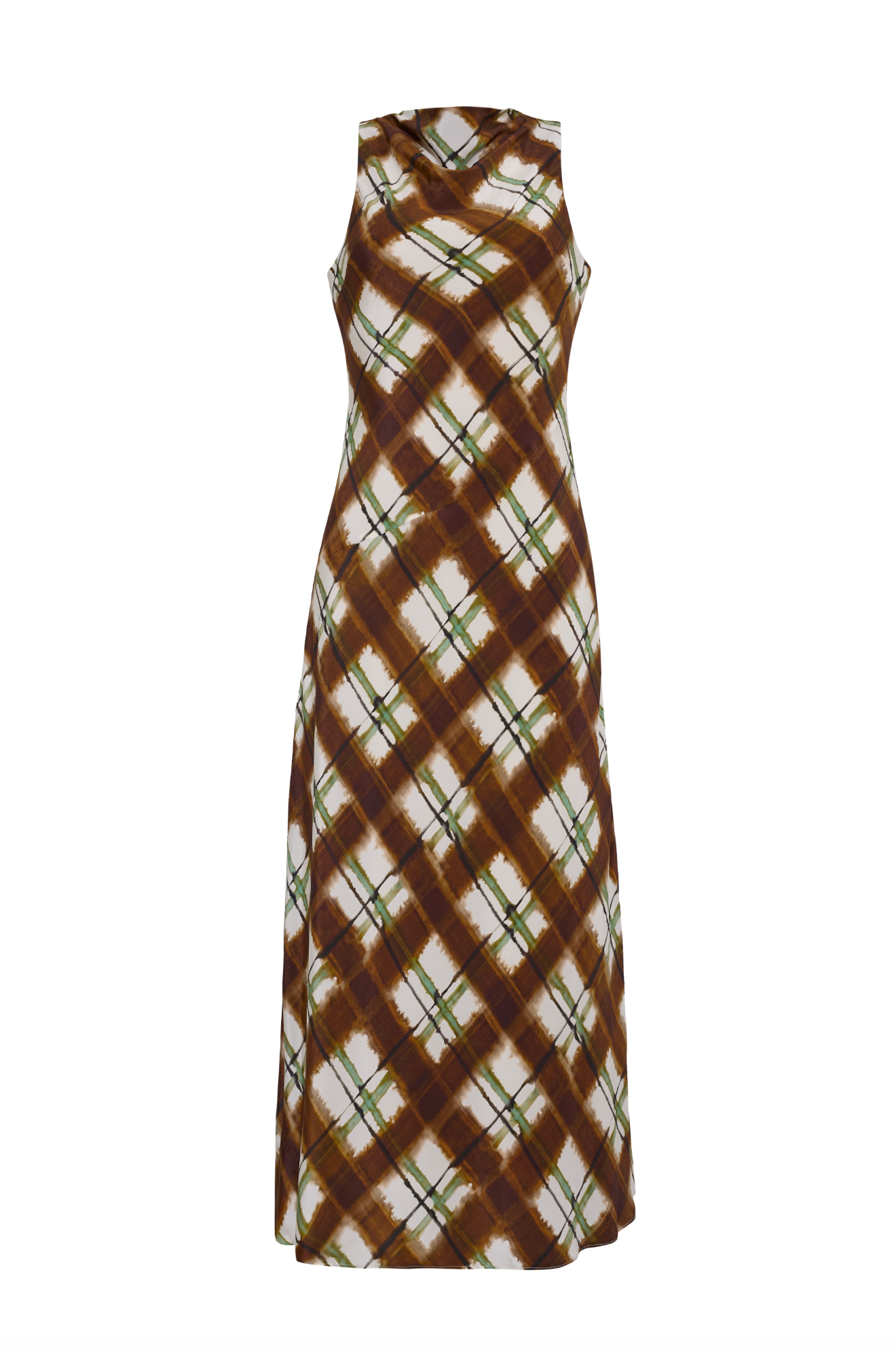 Crystal Midi Dress- Painted Plaid Brown
