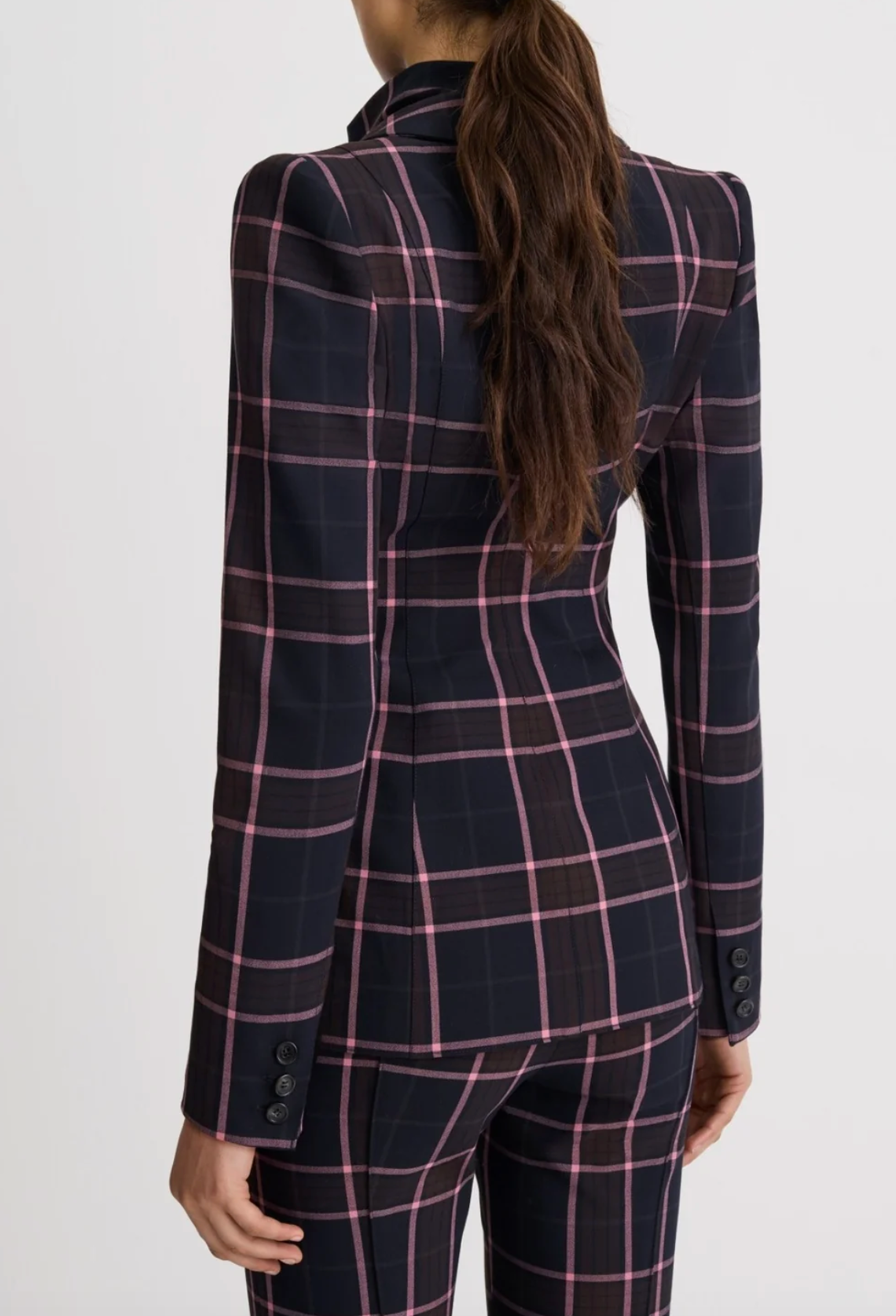 Hourglass Blazer - Fig Plaid